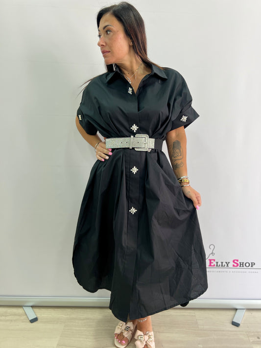Camicione oversize in tinta unita con bottoni