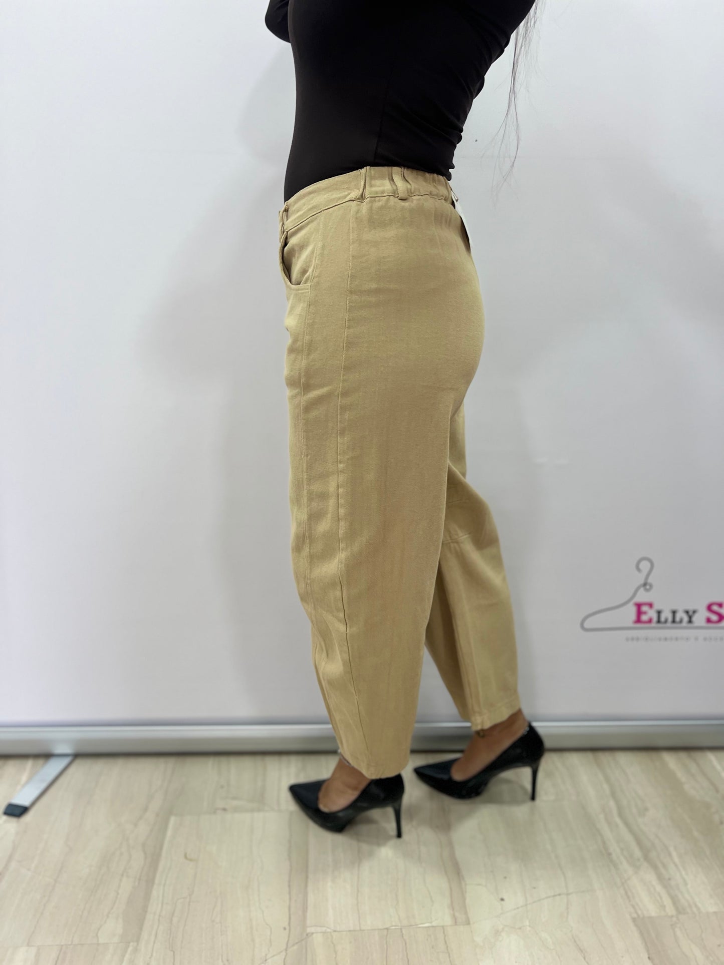 Pantalone donna cropped vita alta colorato