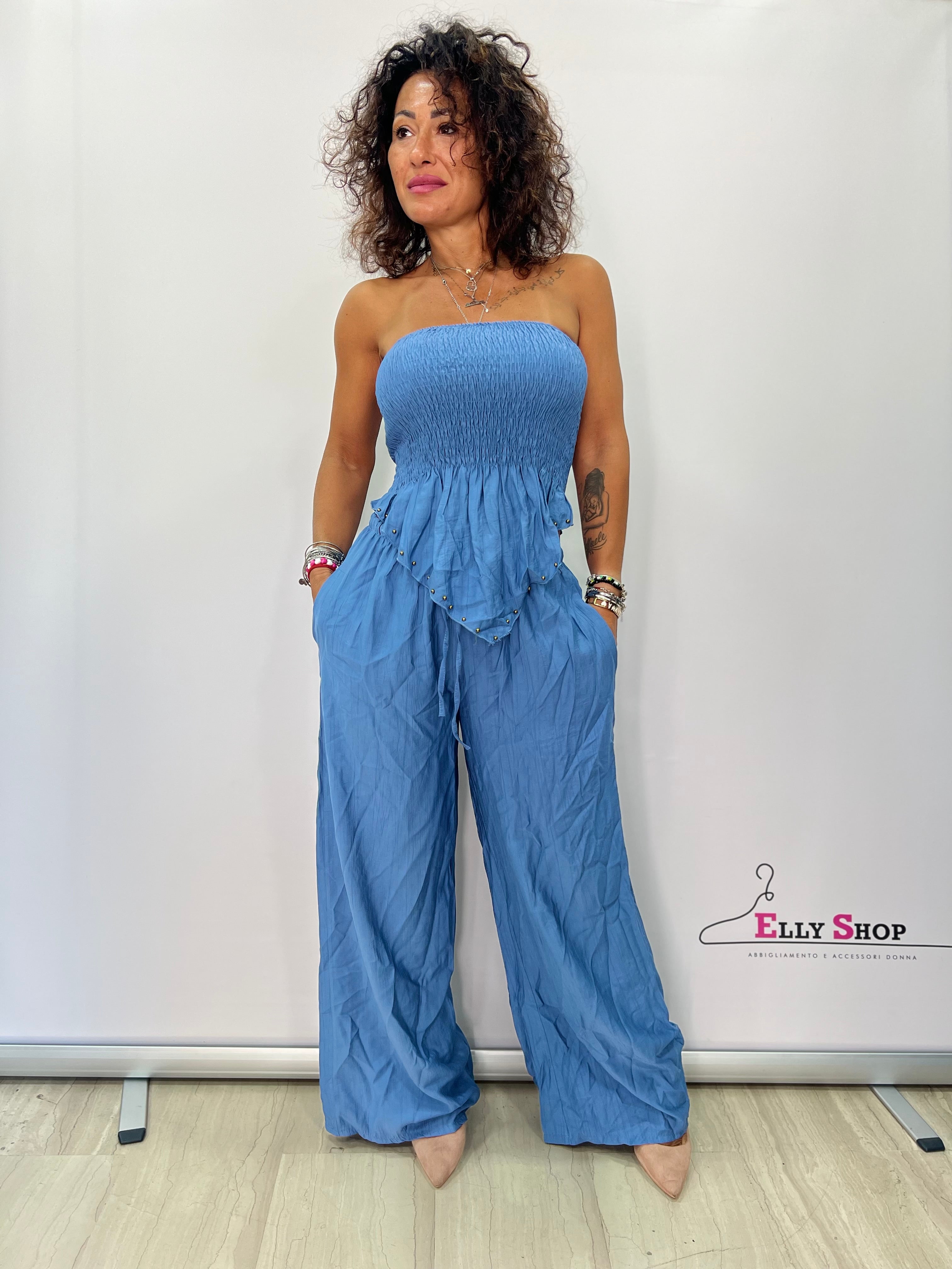 Completo India Donna Top Fascia e Pantalone Palazzo Chic