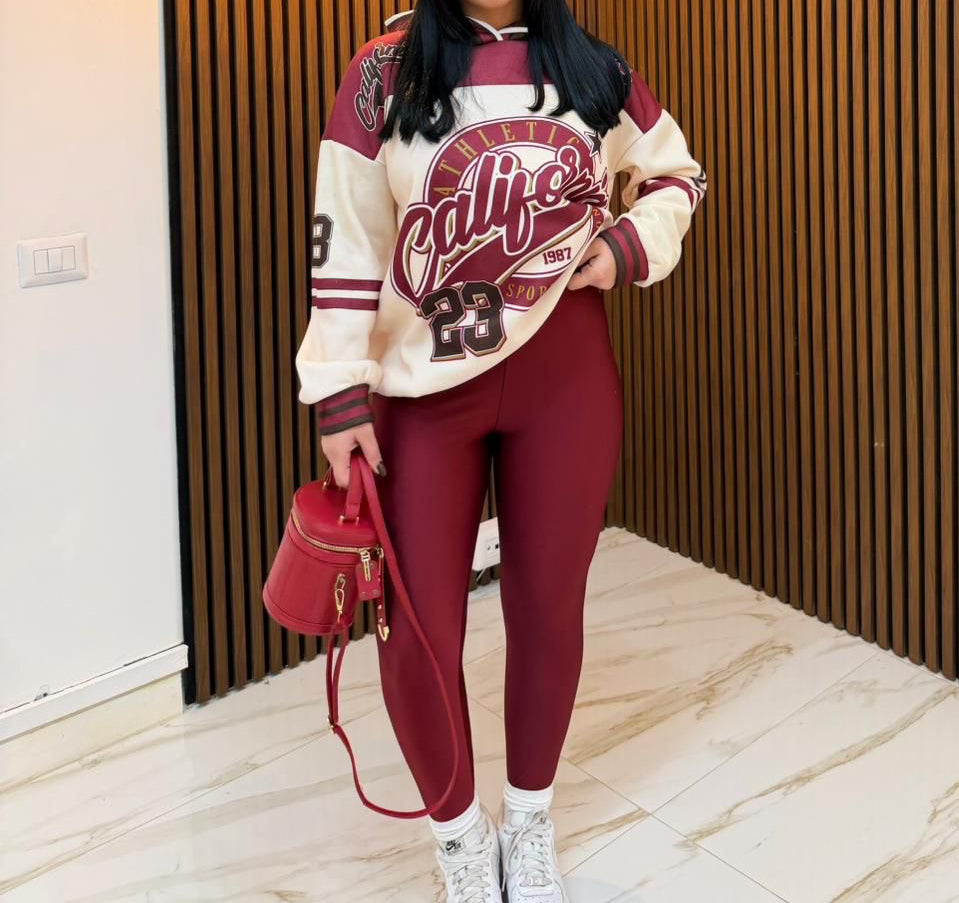 Completo sportivo donna felpa oversize e leggings