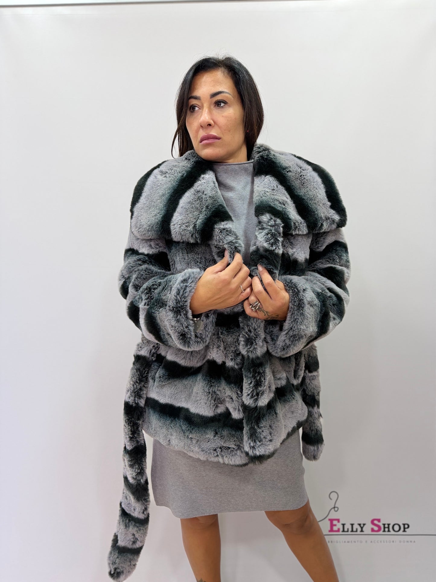 Giacca pelliccia sintetica donna elegante