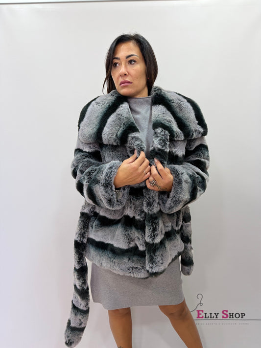 Giacca pelliccia sintetica donna elegante