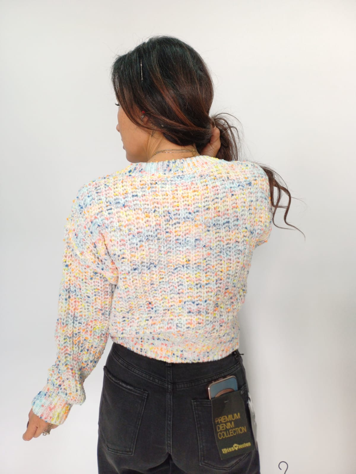 Maglione donna multicolor intrecciato