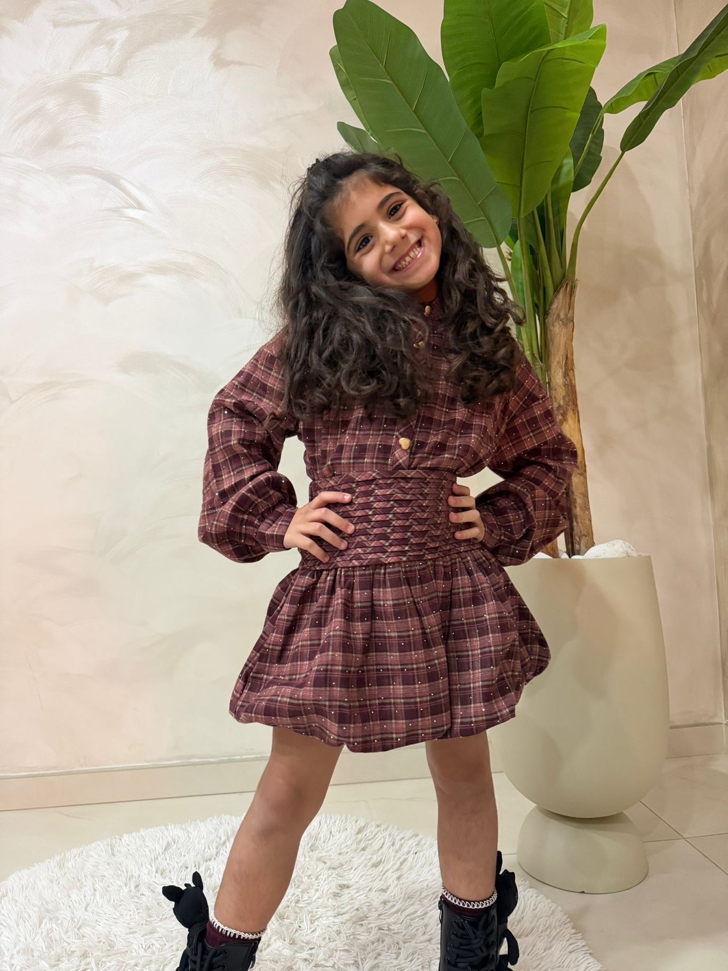 Vestito bambina a quadri autunno inverno