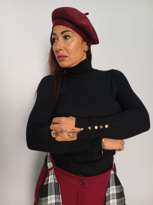 Maglia lupetto donna con bottoni oro