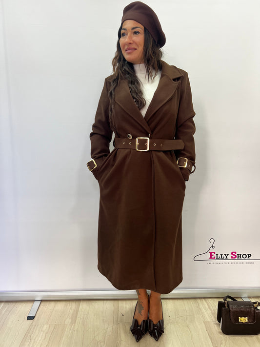 Cappotto lungo donna con cintura elegante