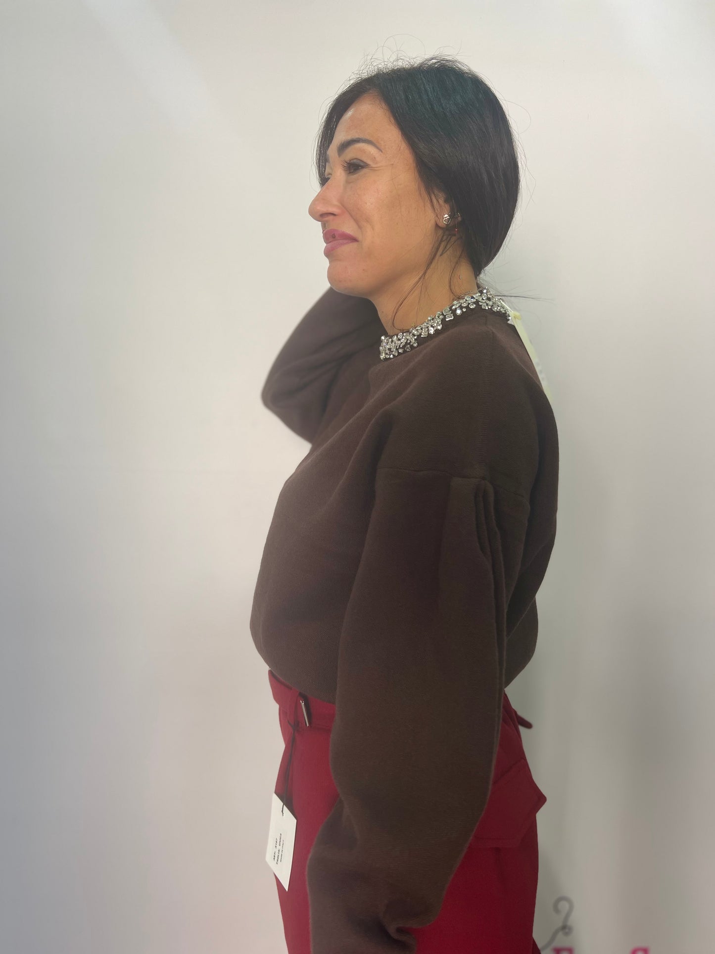 Maglia donna collo gioiello elegante