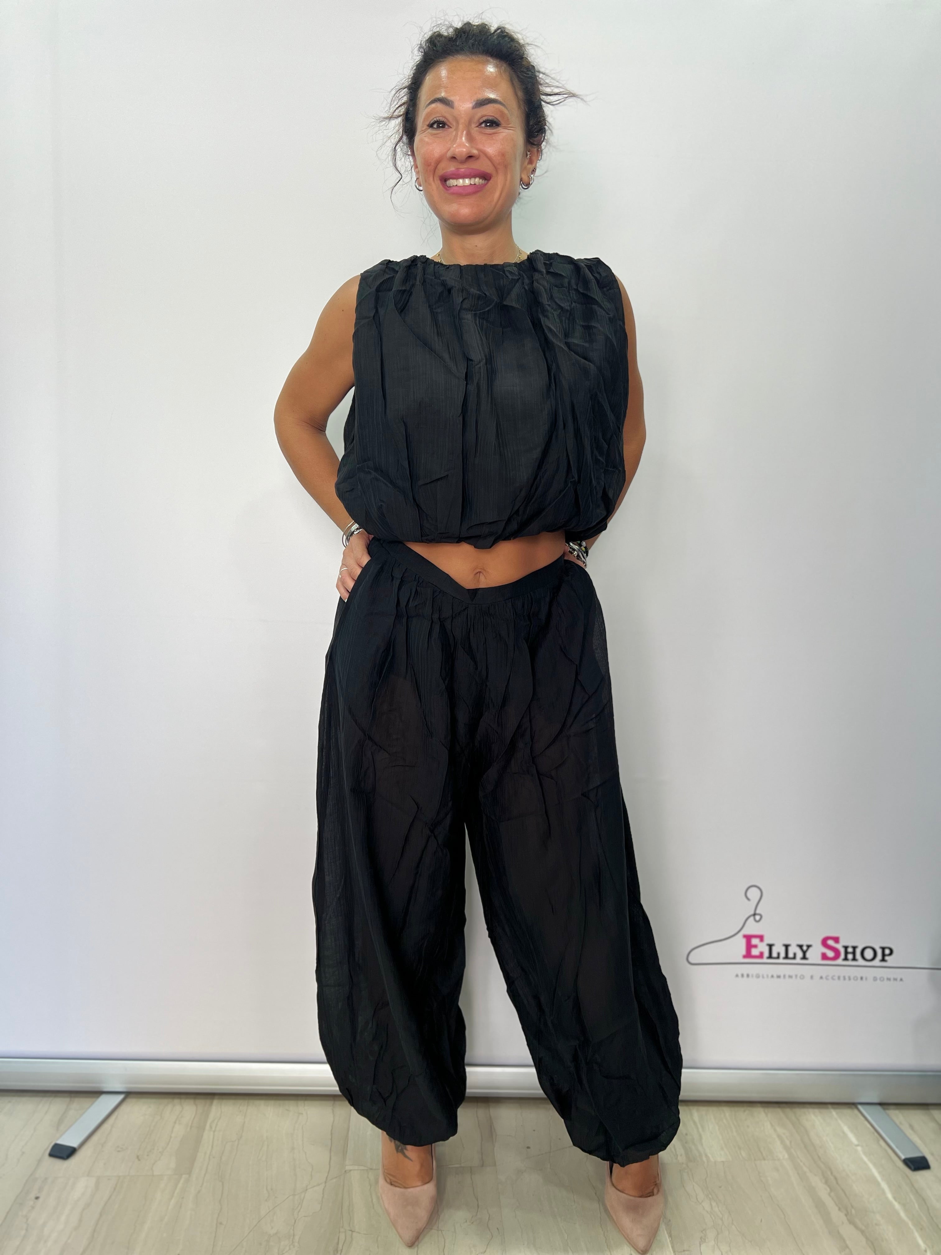 Completo Aurora donna crop e pantalone ampio estivo