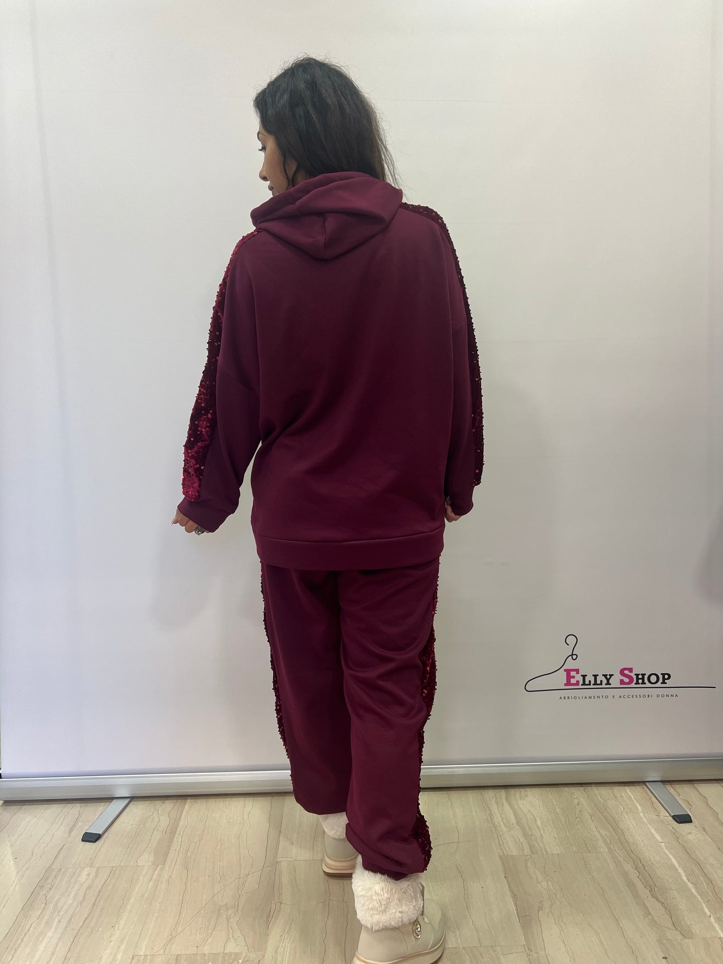 Tuta curvy donna con paillettes Felpata