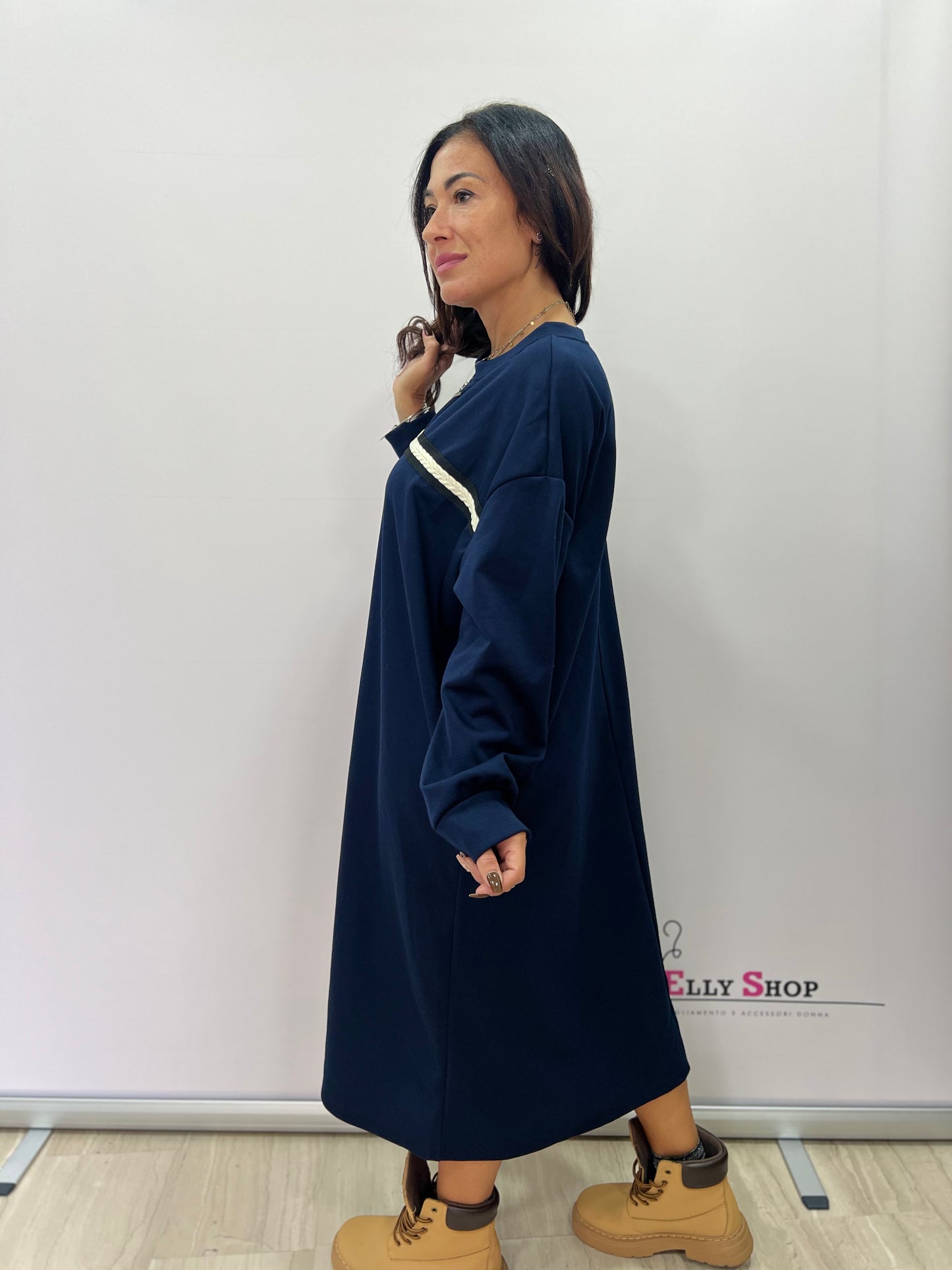 Abito lungo felpato casual curvy donna