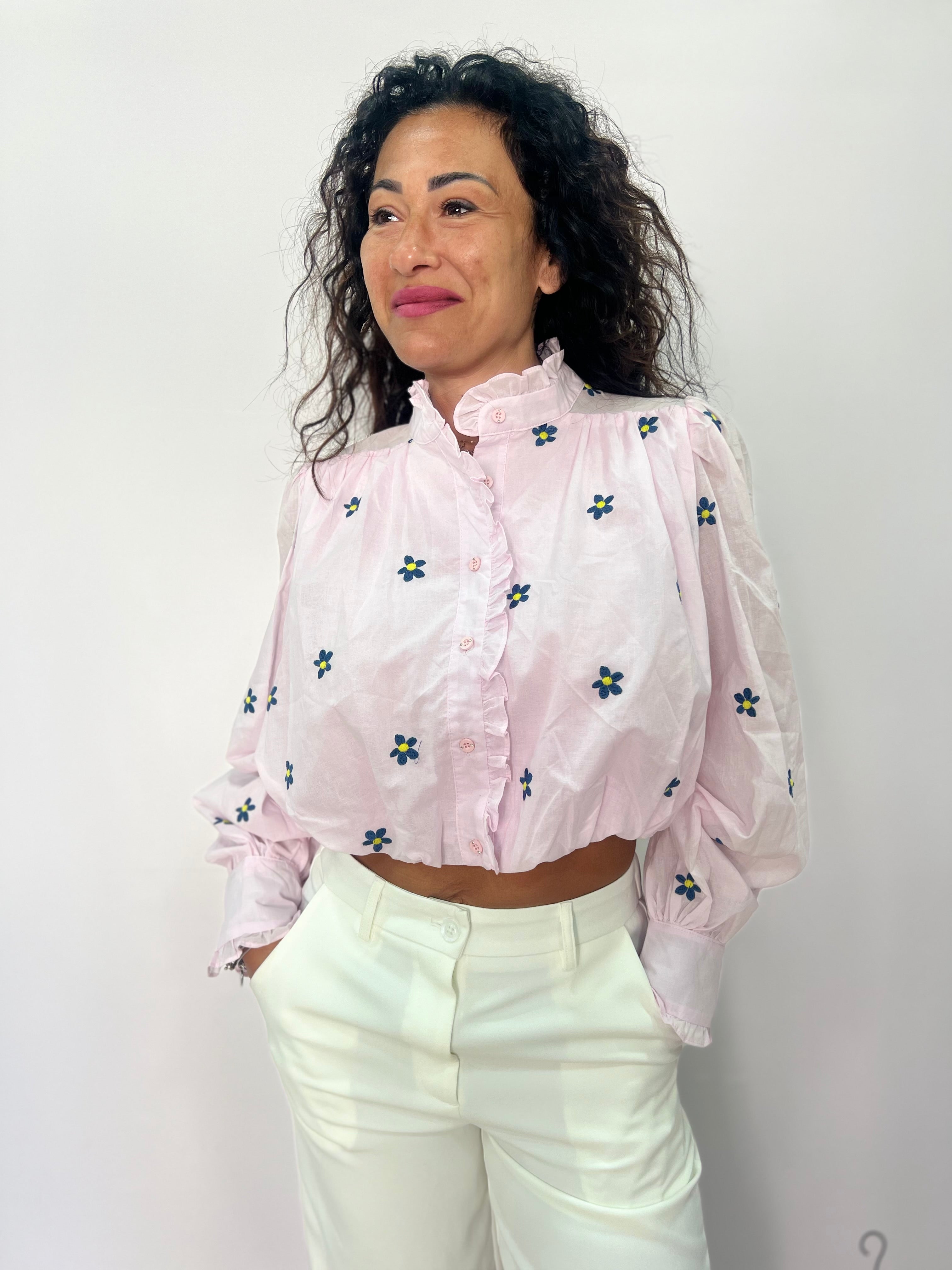Blusa donna ricamata floreale elegante