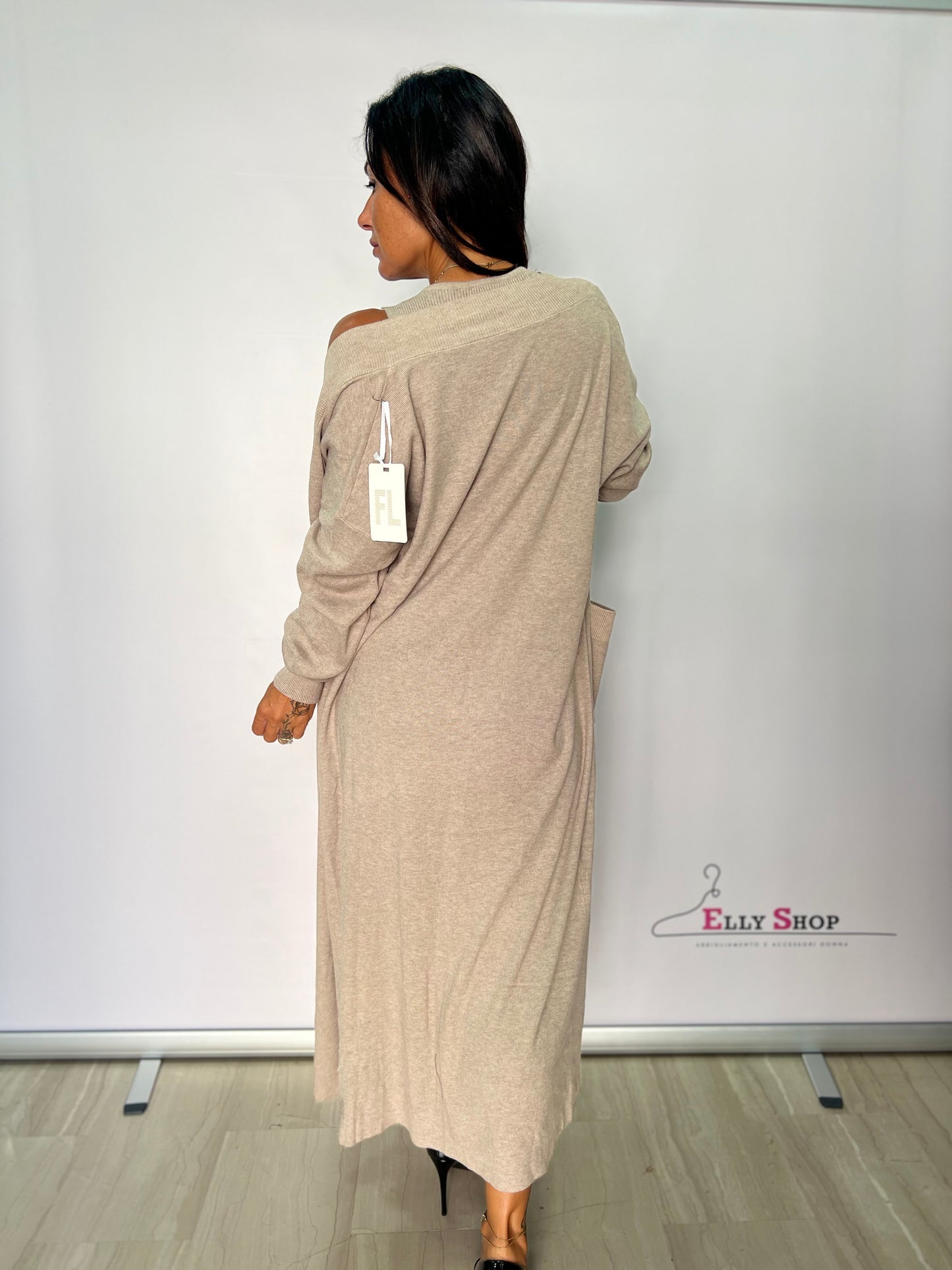 Vestito con Cardigan a Costine