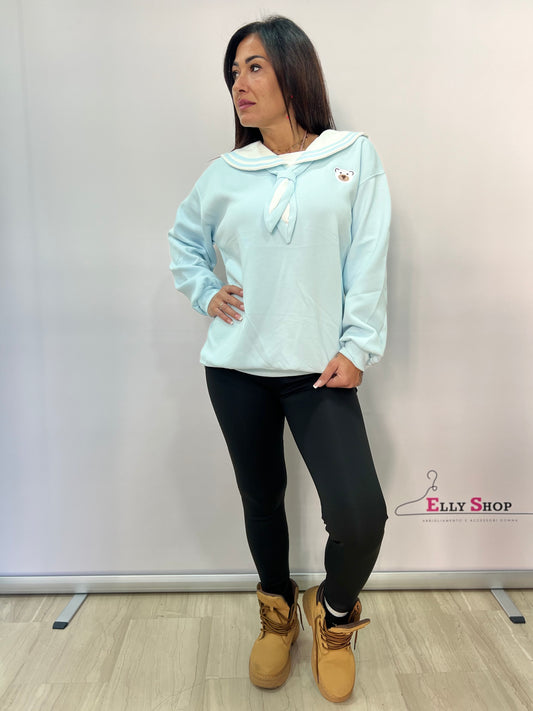 Felpa donna sailor con ricamo orsetto