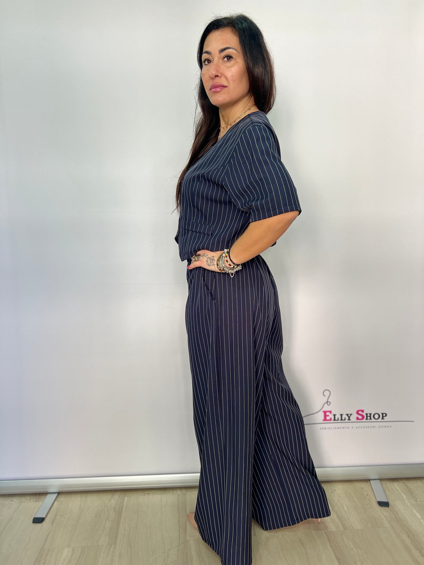 Completo donna gessato palazzo elegante curvy