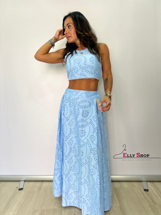 Completo Traforato Crop Top Gonna Lunga SANGALLO