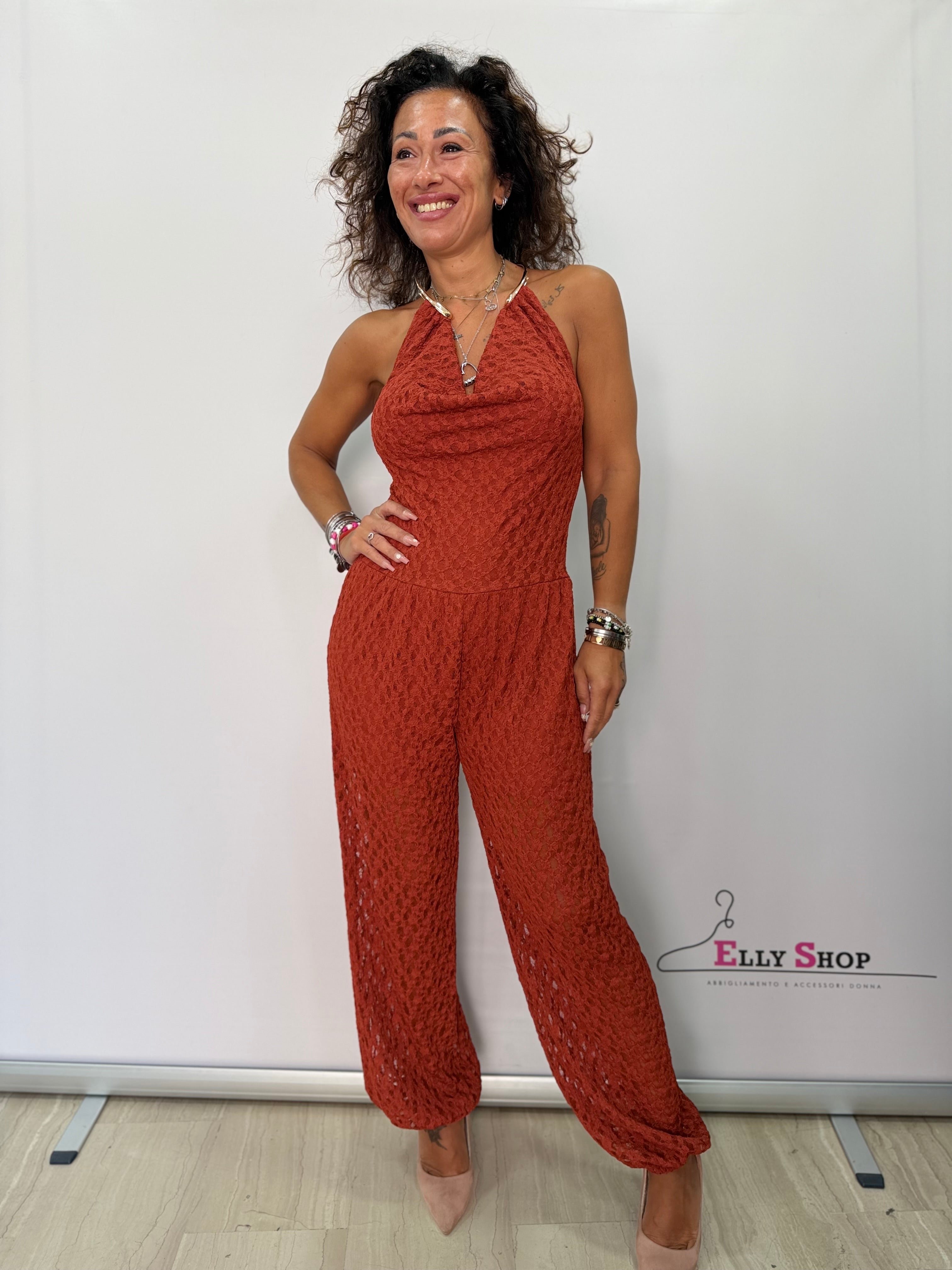 Tuta Luna Donna Halter Traforata Elasticizzata