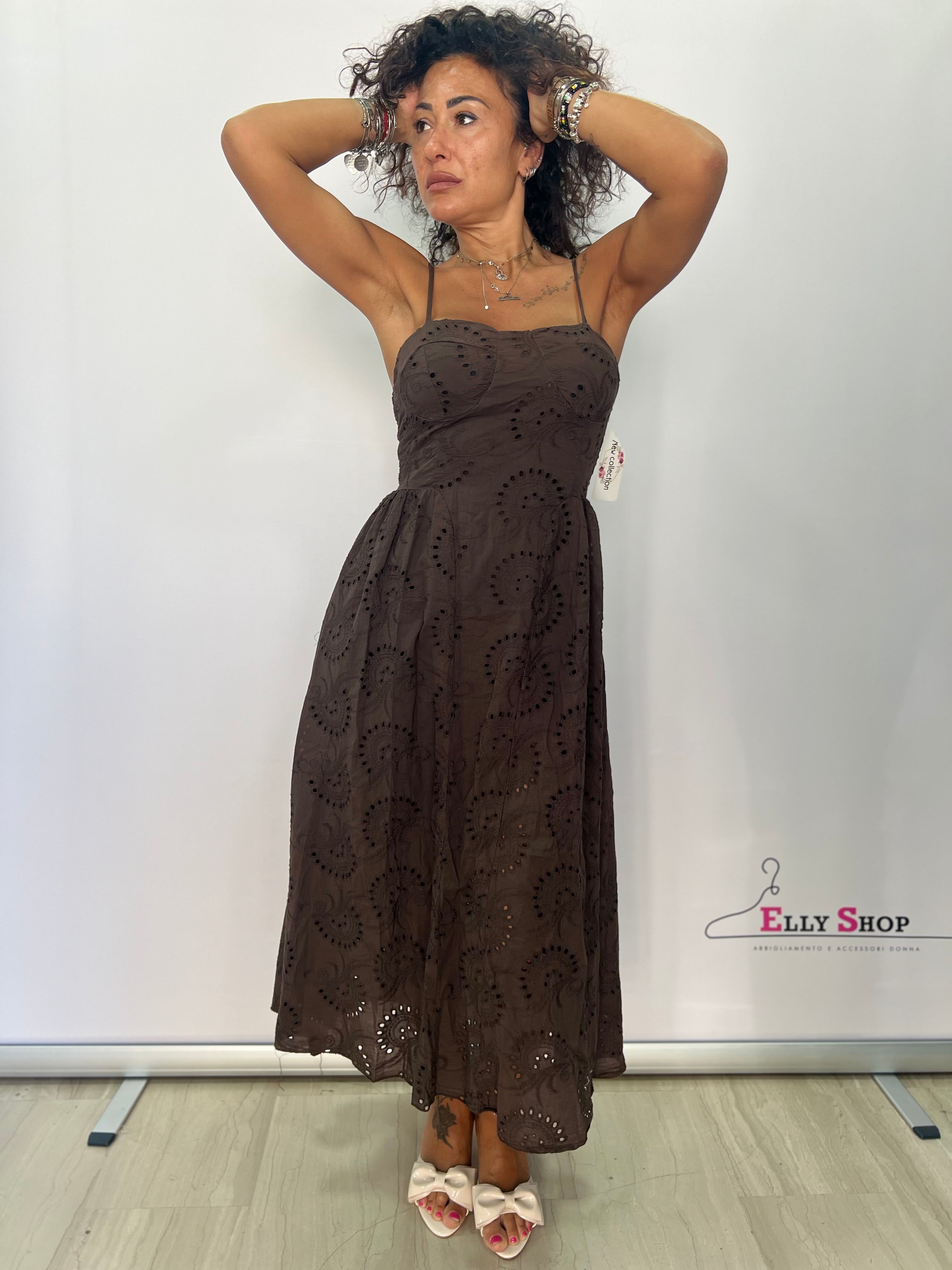 Abito Midi Sangallo Donna con Spalline
