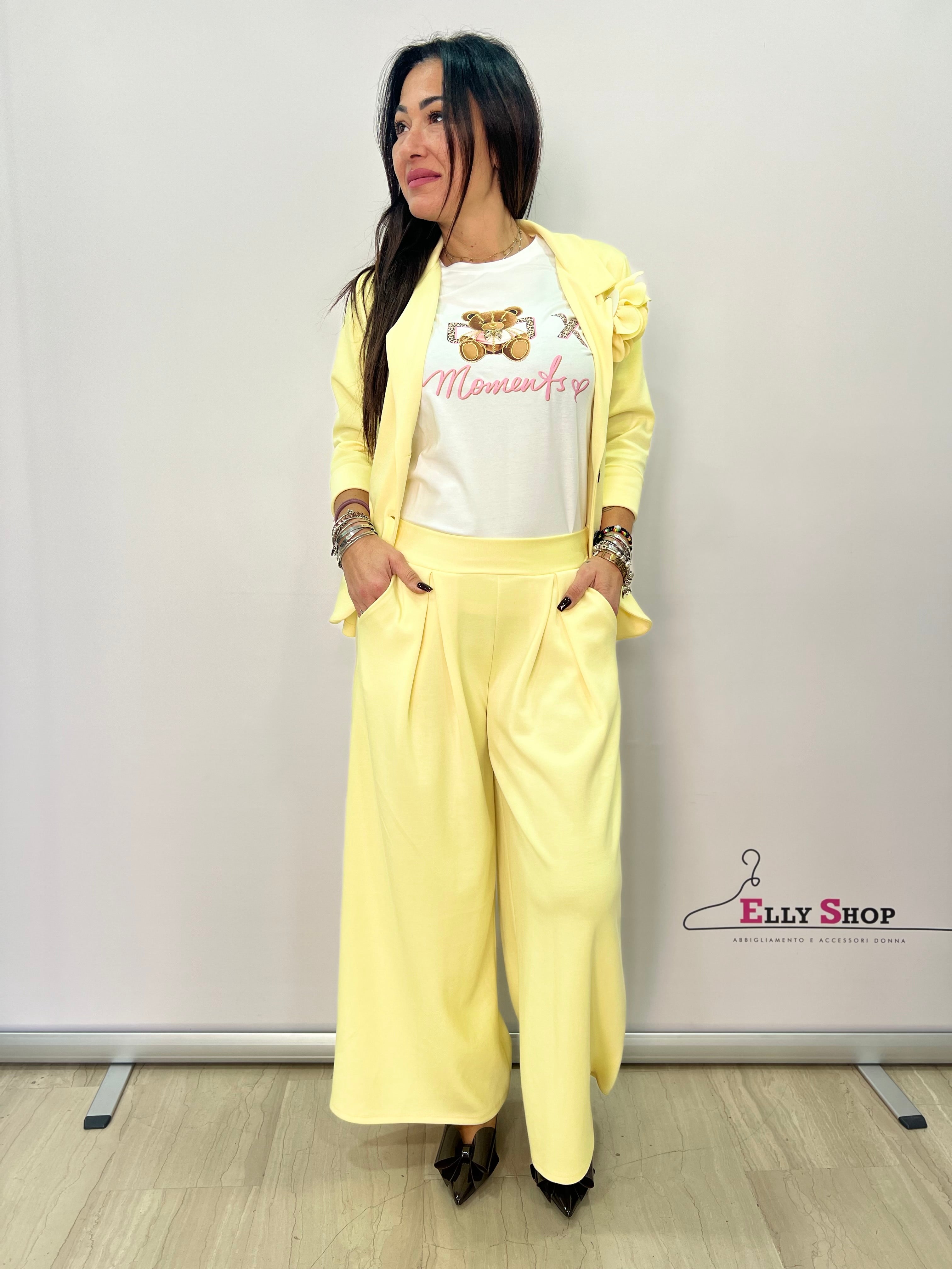 Completo donna elegante giacca e pantalone palazzo