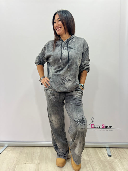 Completo donna felpa e pantalone con strass