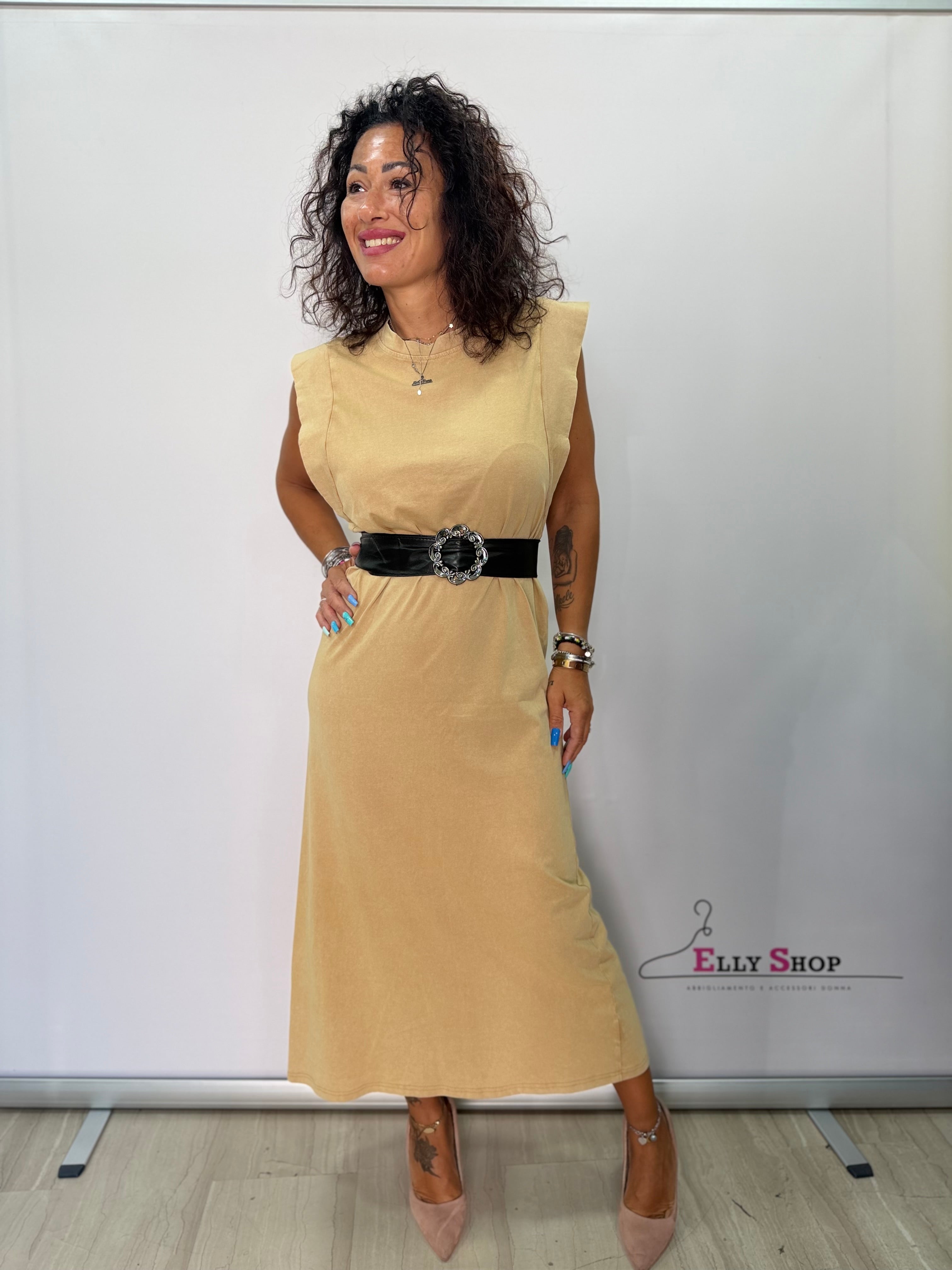 Abito Lungo Donna Spalline Strutturate