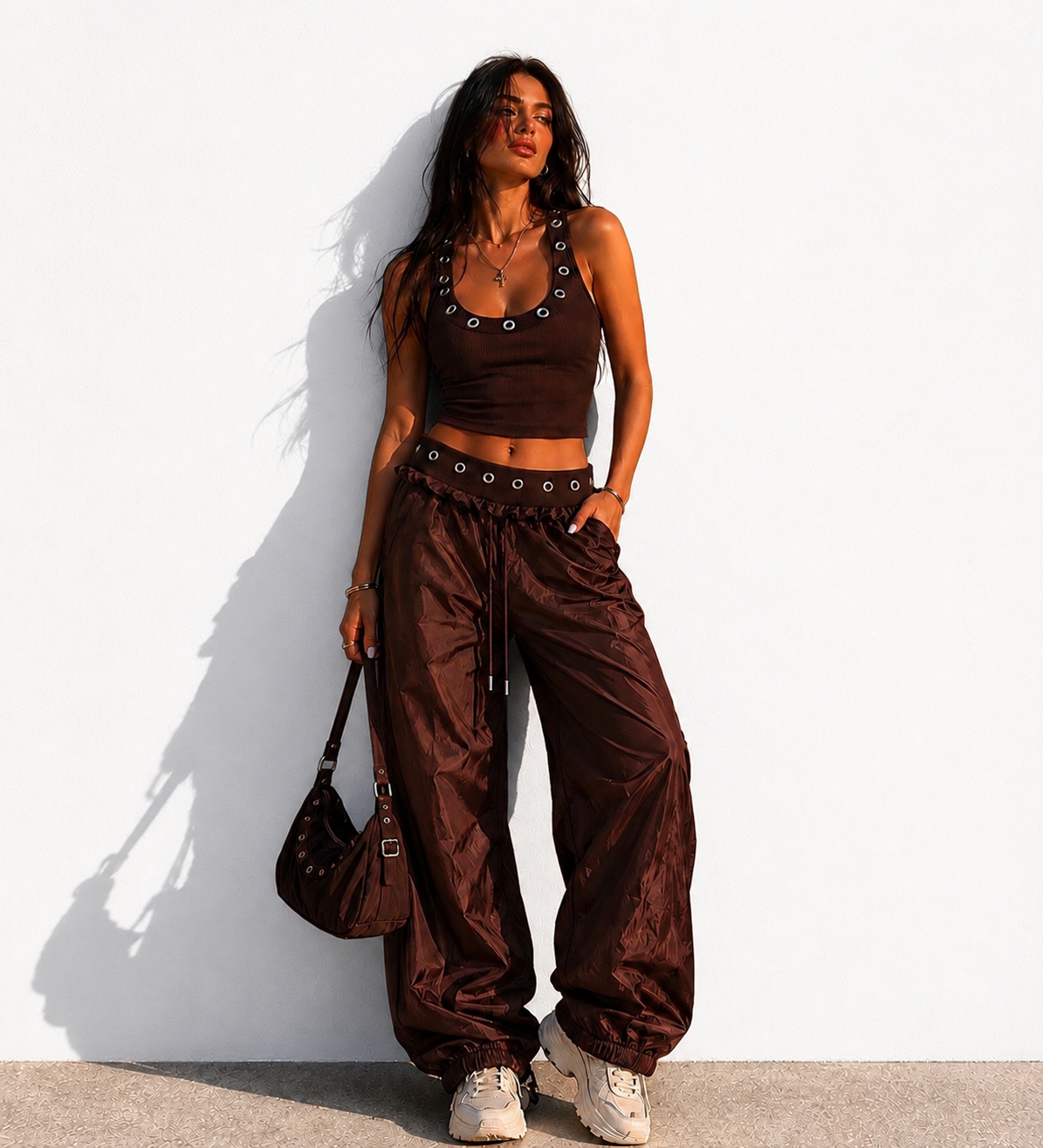 Completo donna crop top e jogger chic