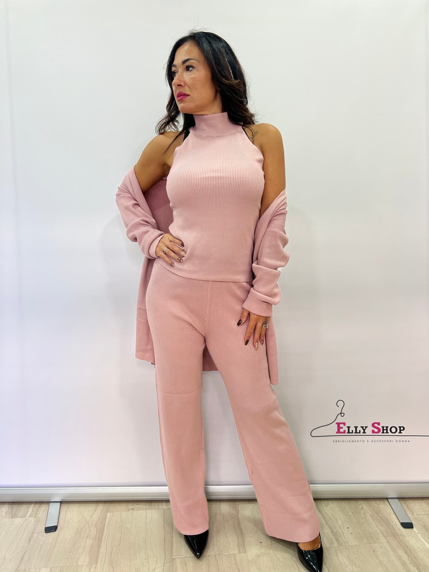 Completo donna 3 pezzi in maglia elegante