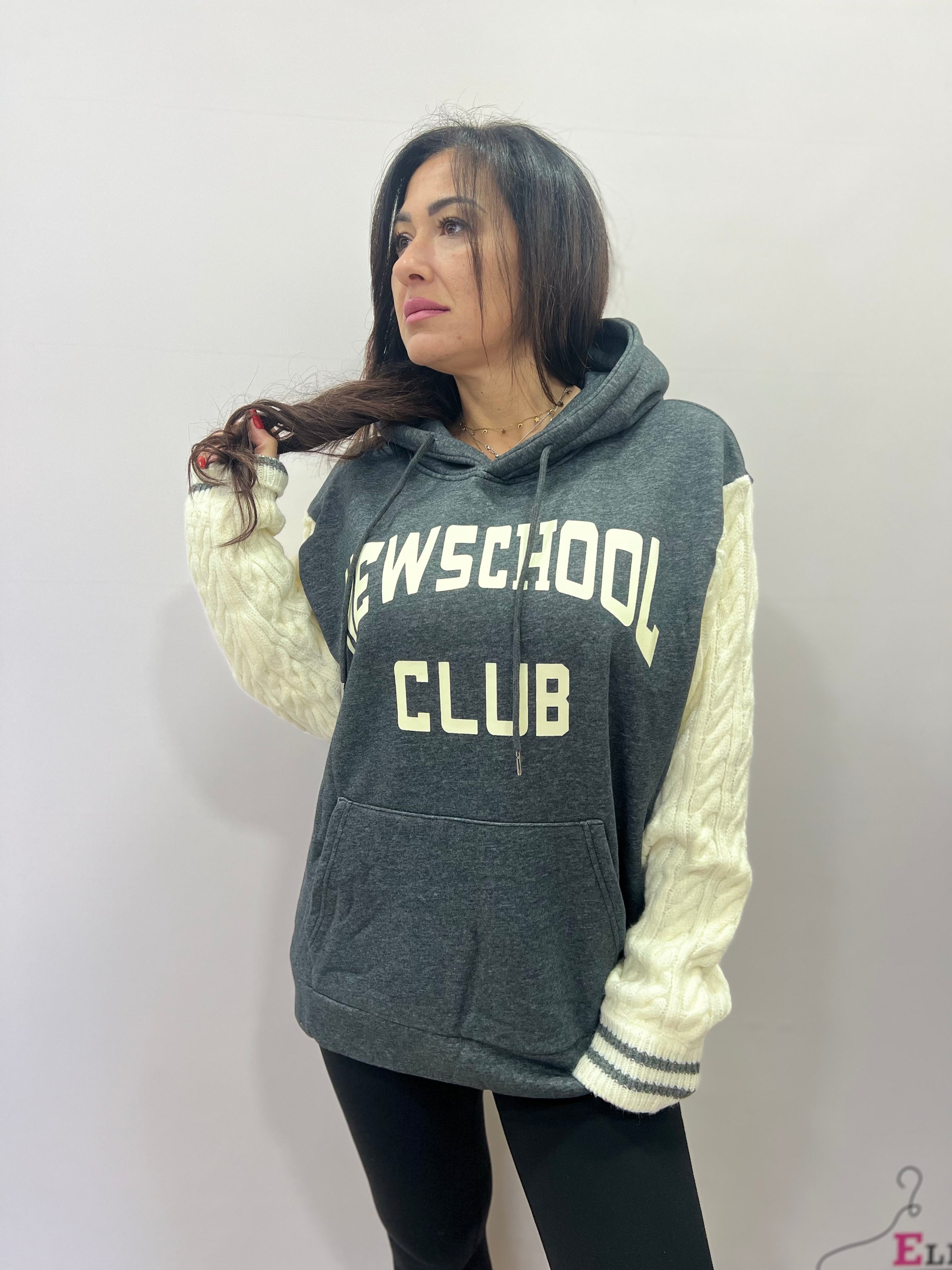 Felpa oversize donna con cappuccio e stampa
