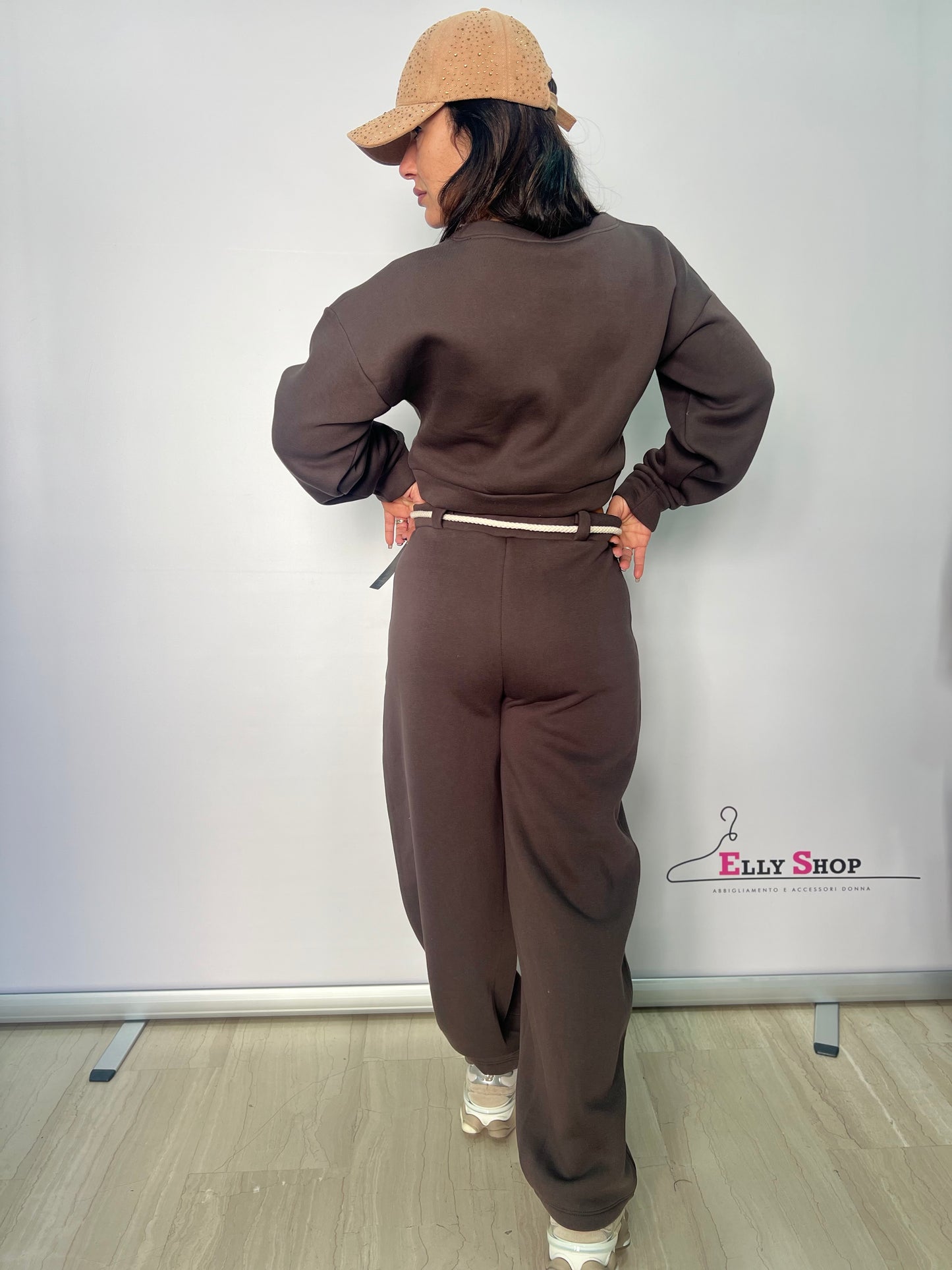 Completo tuta donna felpa crop e pantalone jogging
