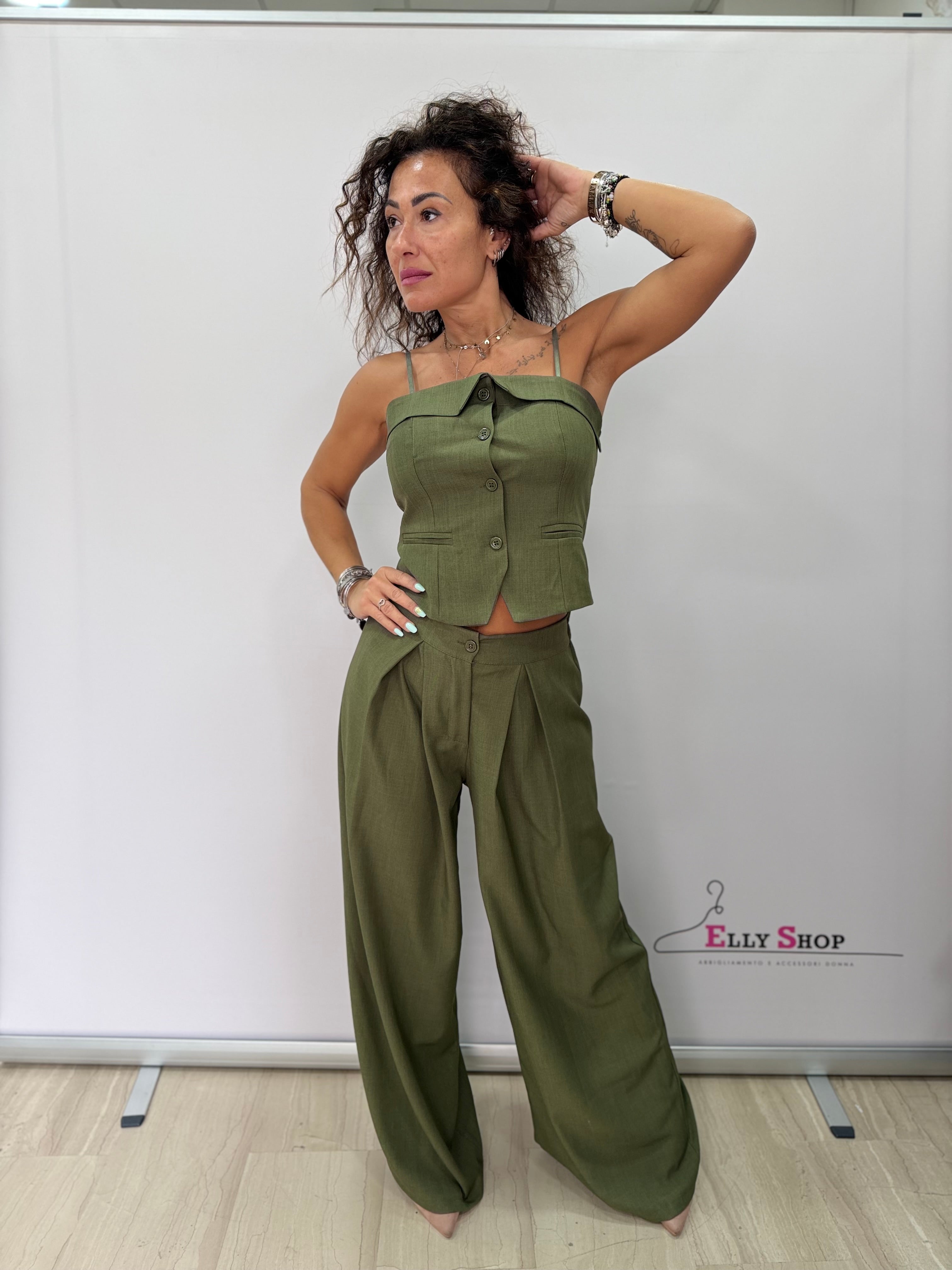 Completo Jennifer donna gilet e pantalone palazzo