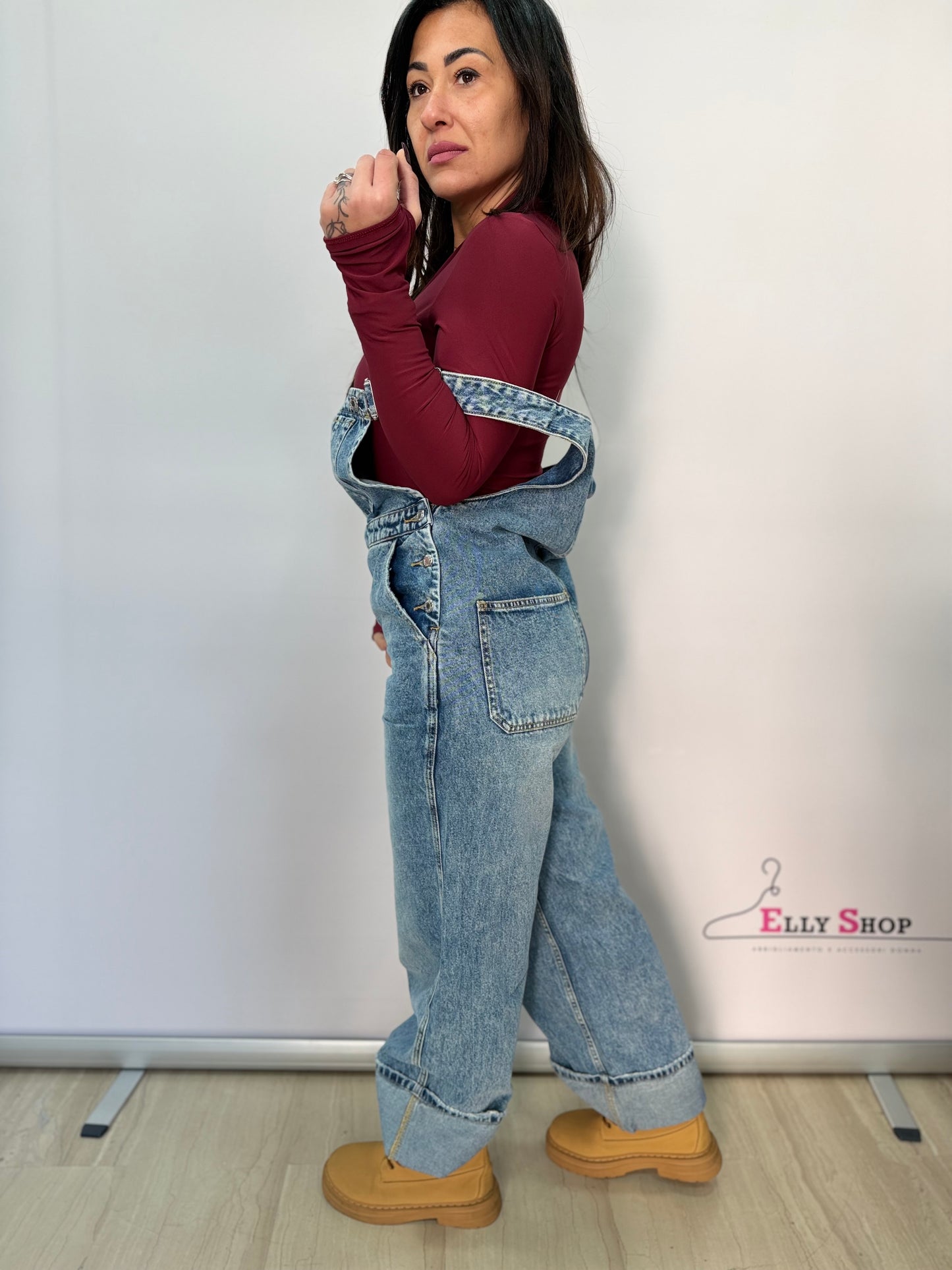 Salopette lunga donna in denim casual