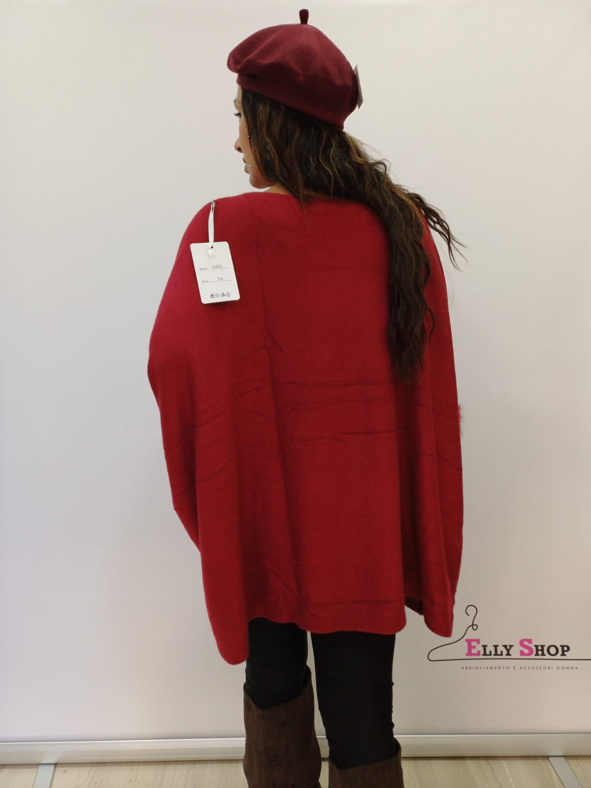 Poncho donna con ecopelliccia elegante