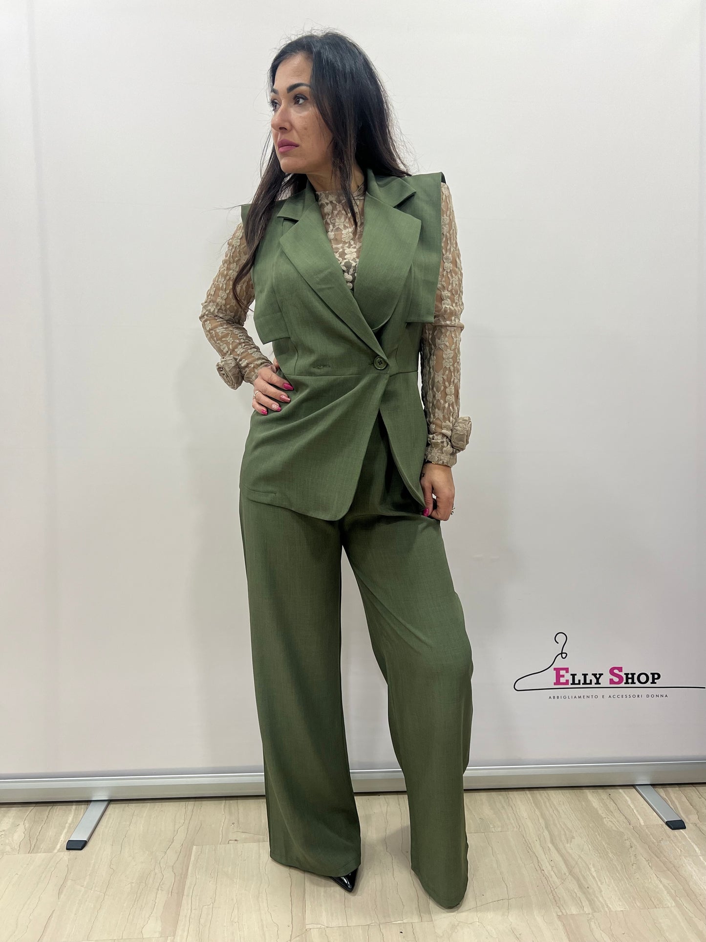 Completo donna elegante gilet e palazzo