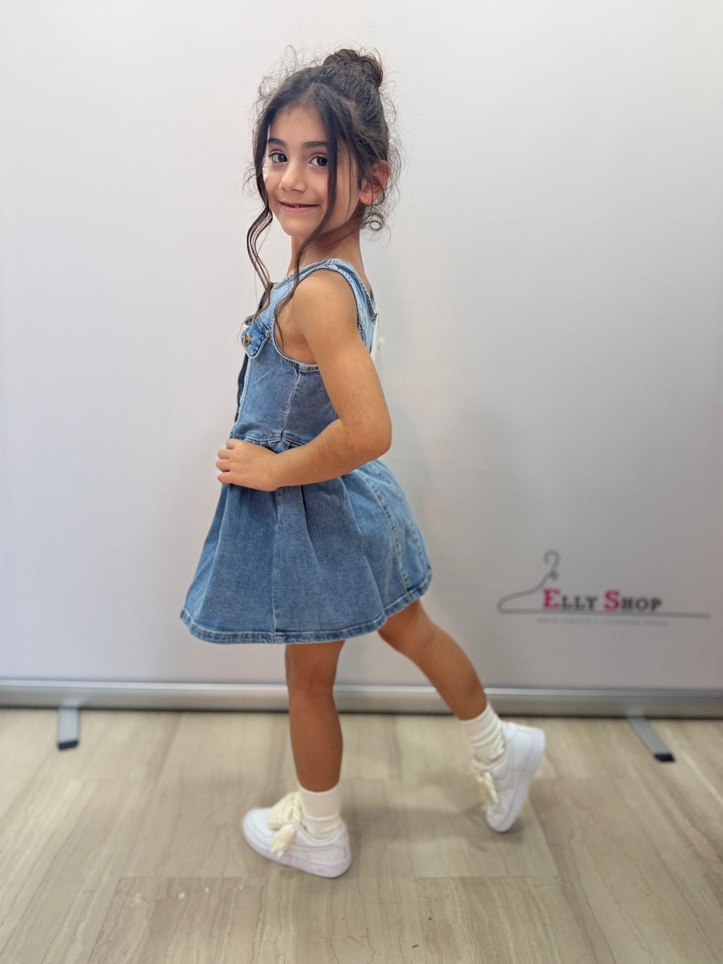 Vestito denim bambina con bottoni