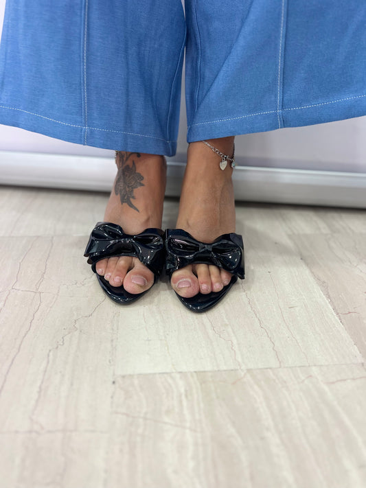 Sandali con tacco e fiocco eleganti donna