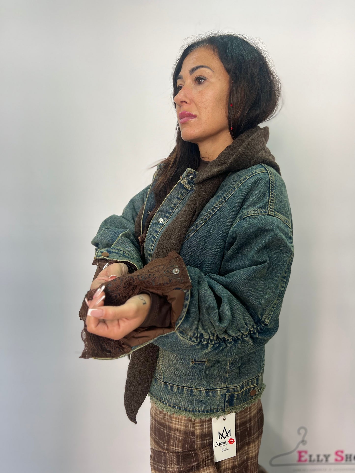 Giubbino denim donna effetto vintage