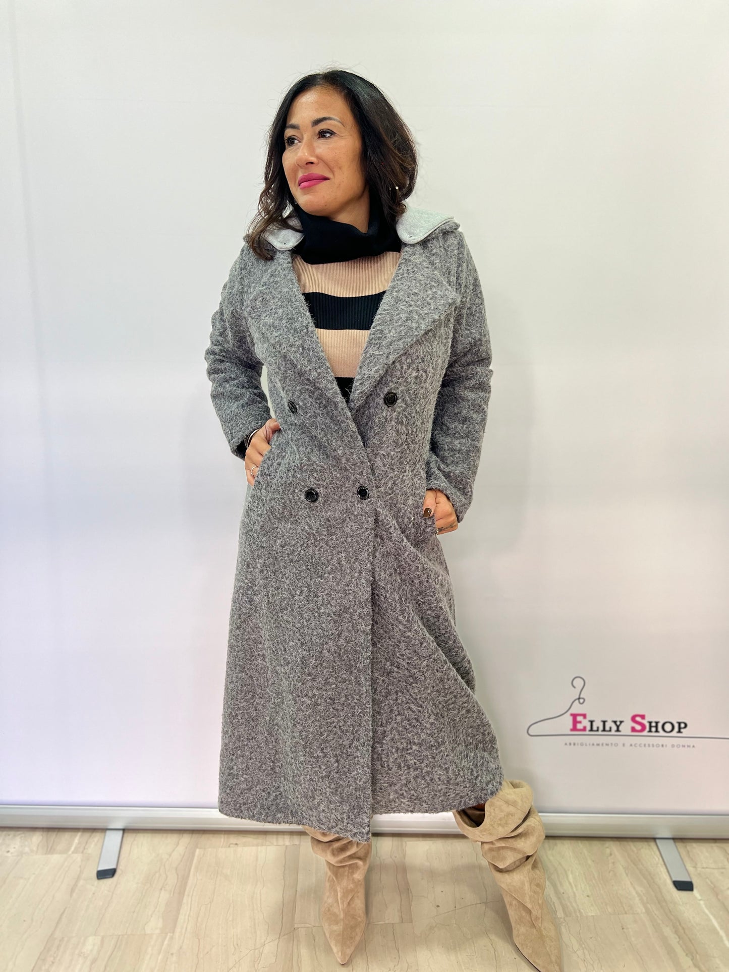 Cappotto lungo donna con cappuccio interno removibile