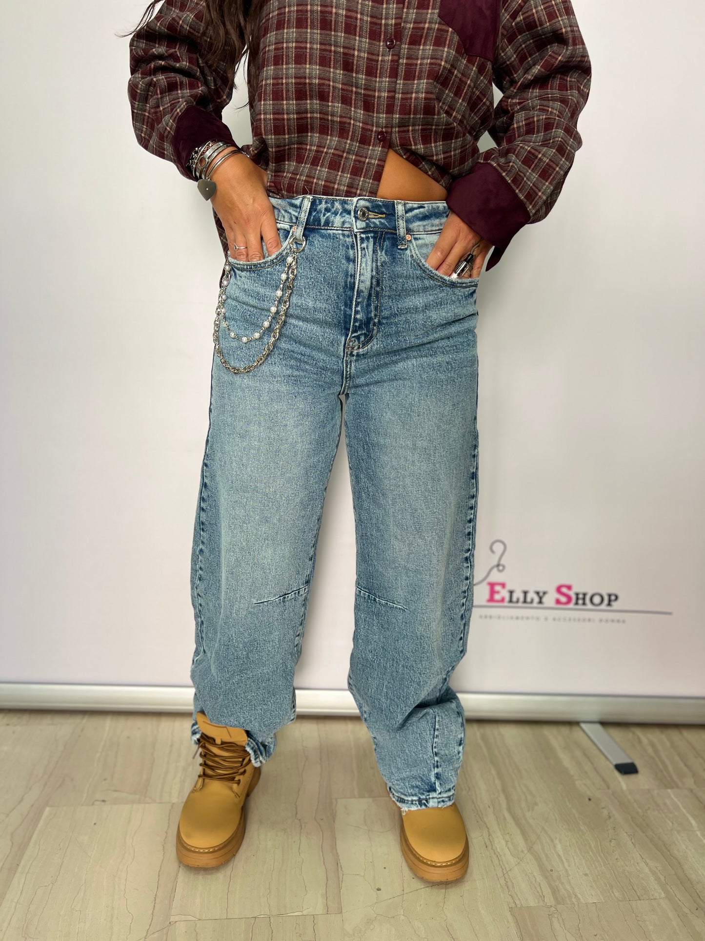 Jeans balloon con catena