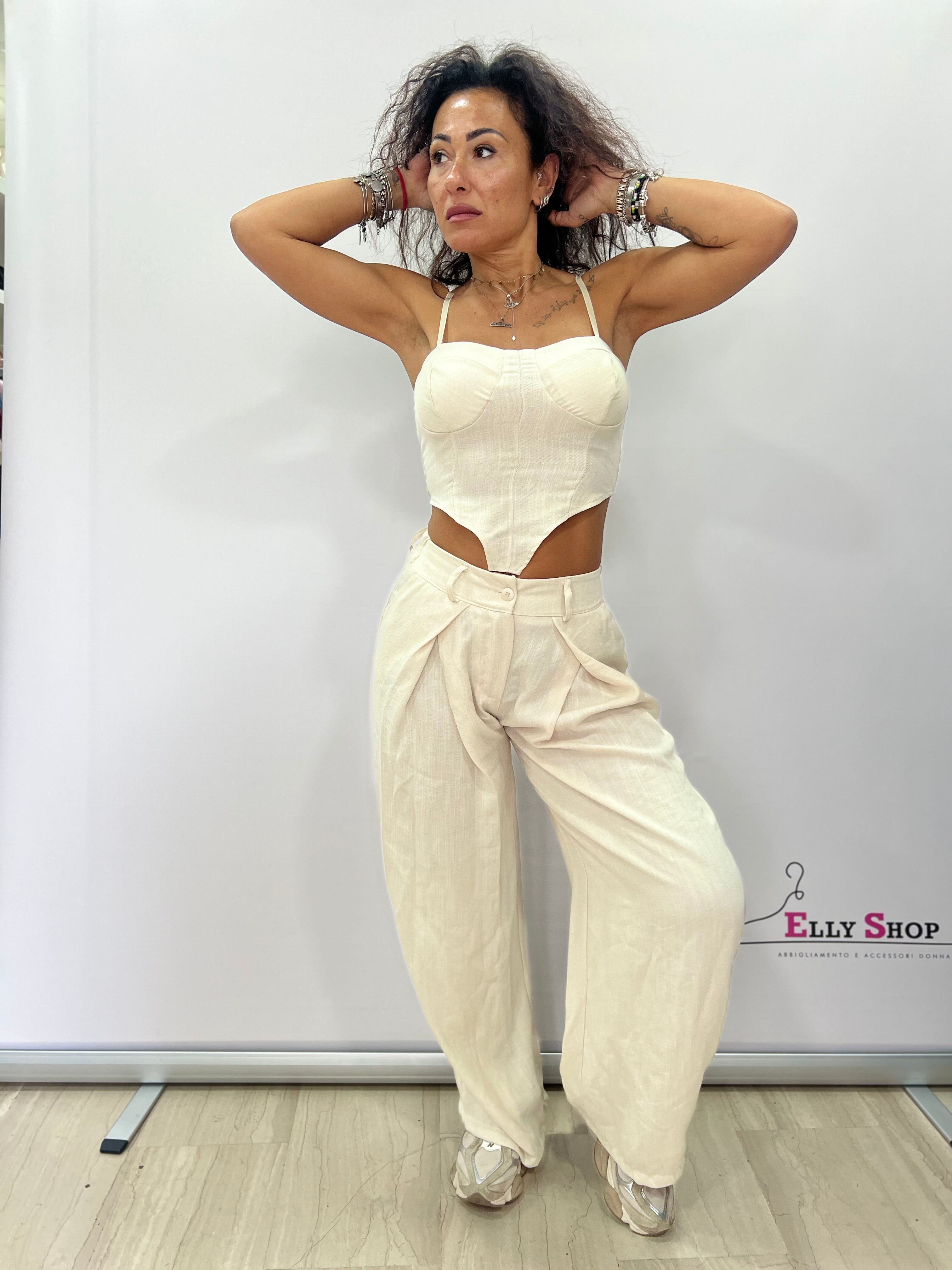 Completo donna corsetto e pantalone palazzo
