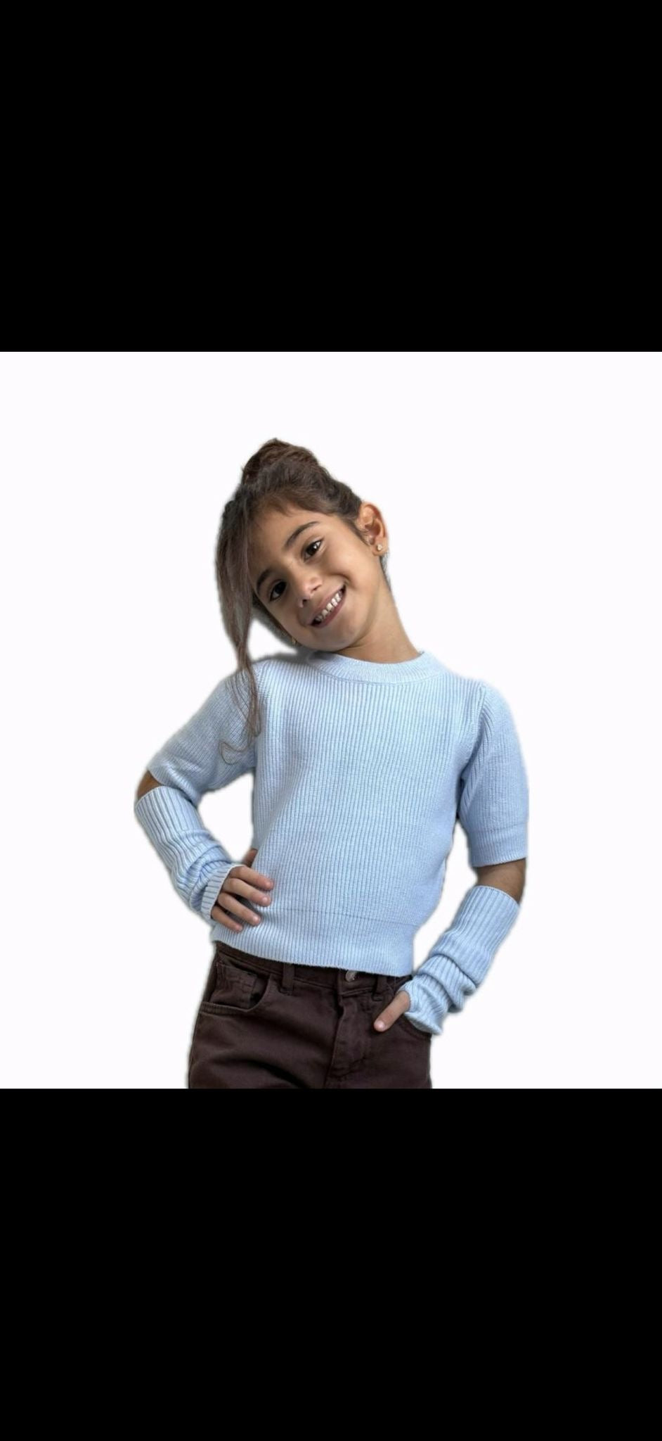 Maglia bambina azzurra maniche apribili