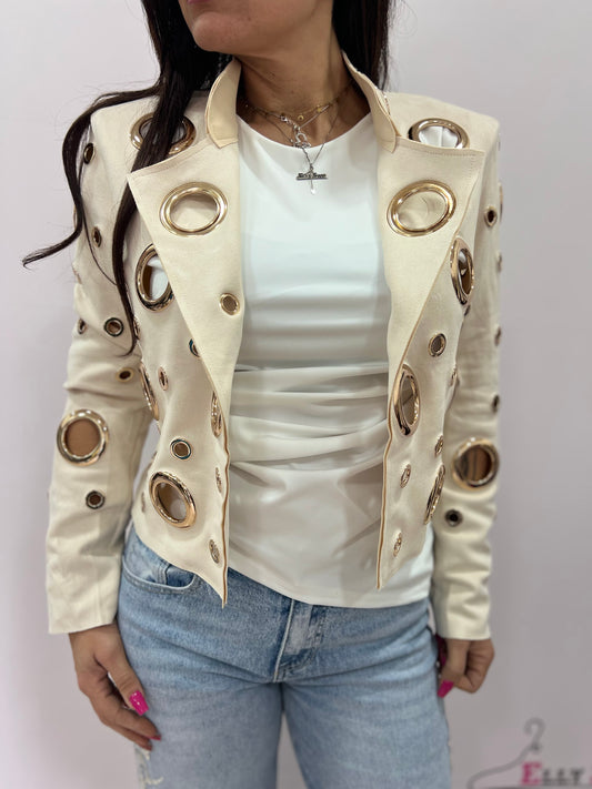 Giacca corta donna con applicazioni oro