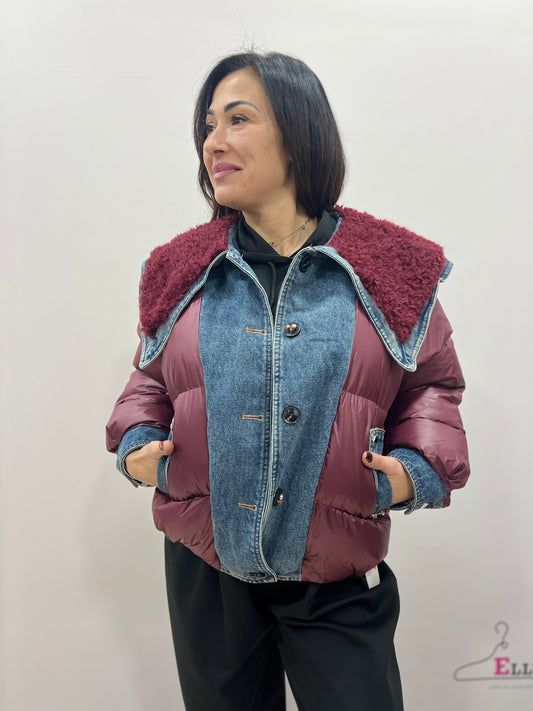 Giubbotto donna corto imbottito denim teddy