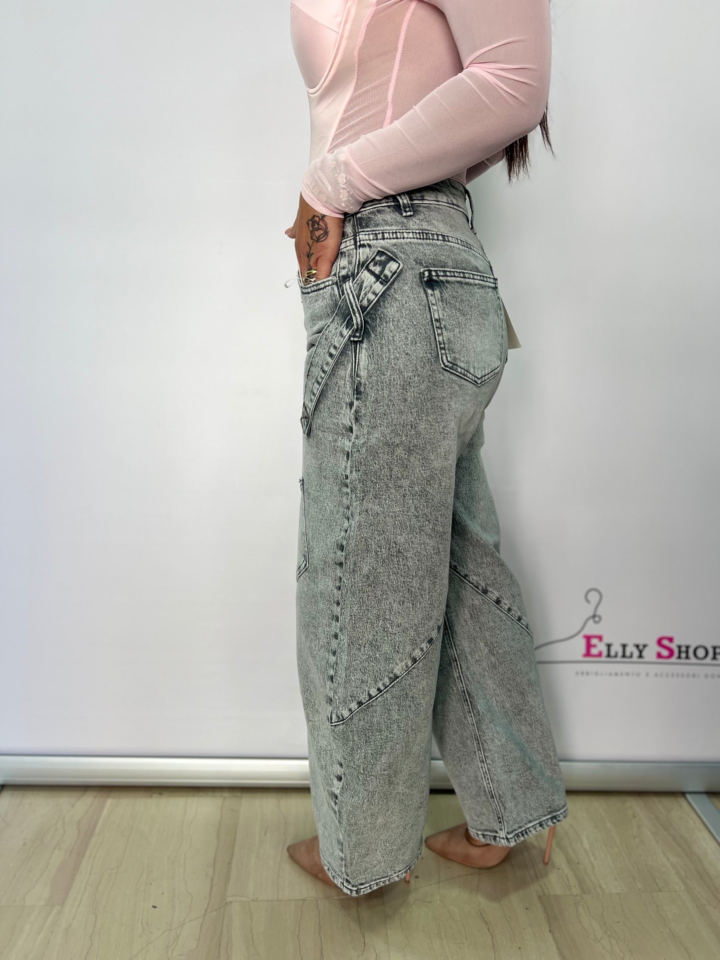 Jeans donna wide leg effetto vintage