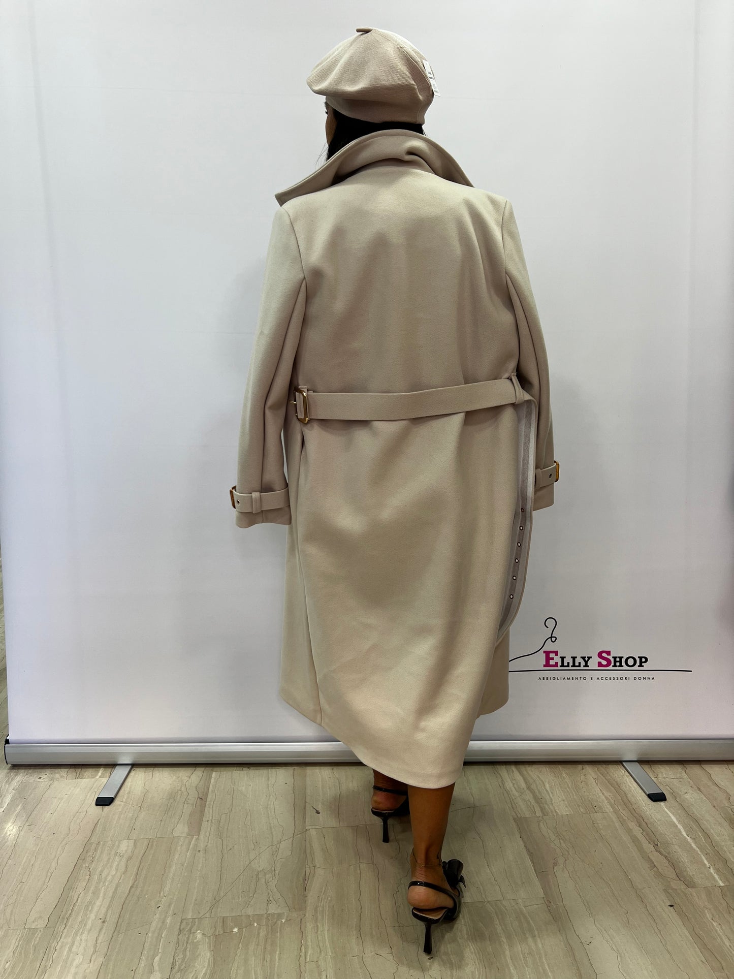 Cappotto lungo donna con cintura elegante