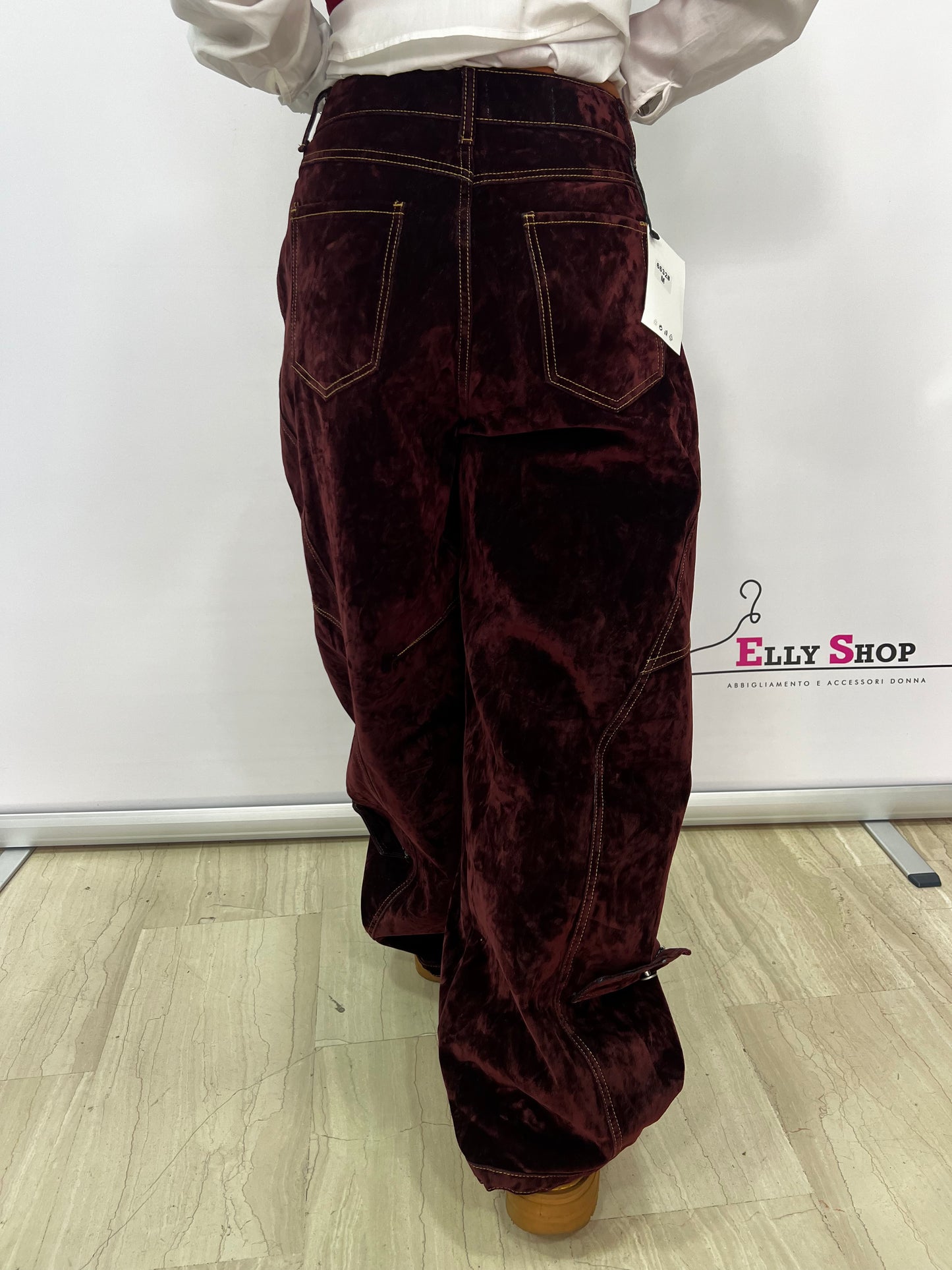 Pantaloni velluto bordeaux donna balloon