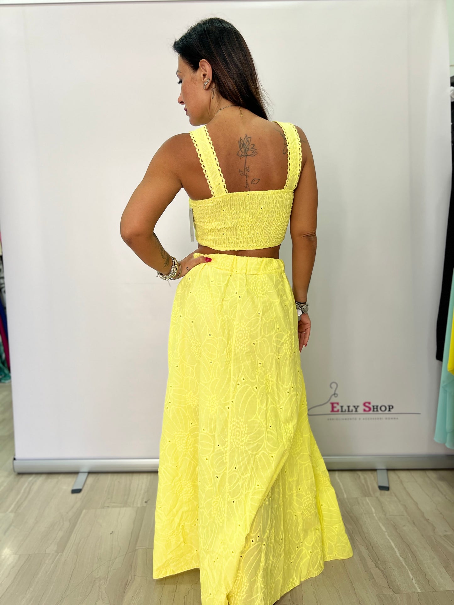 Completo Traforato Crop Top Gonna Lunga SANGALLO
