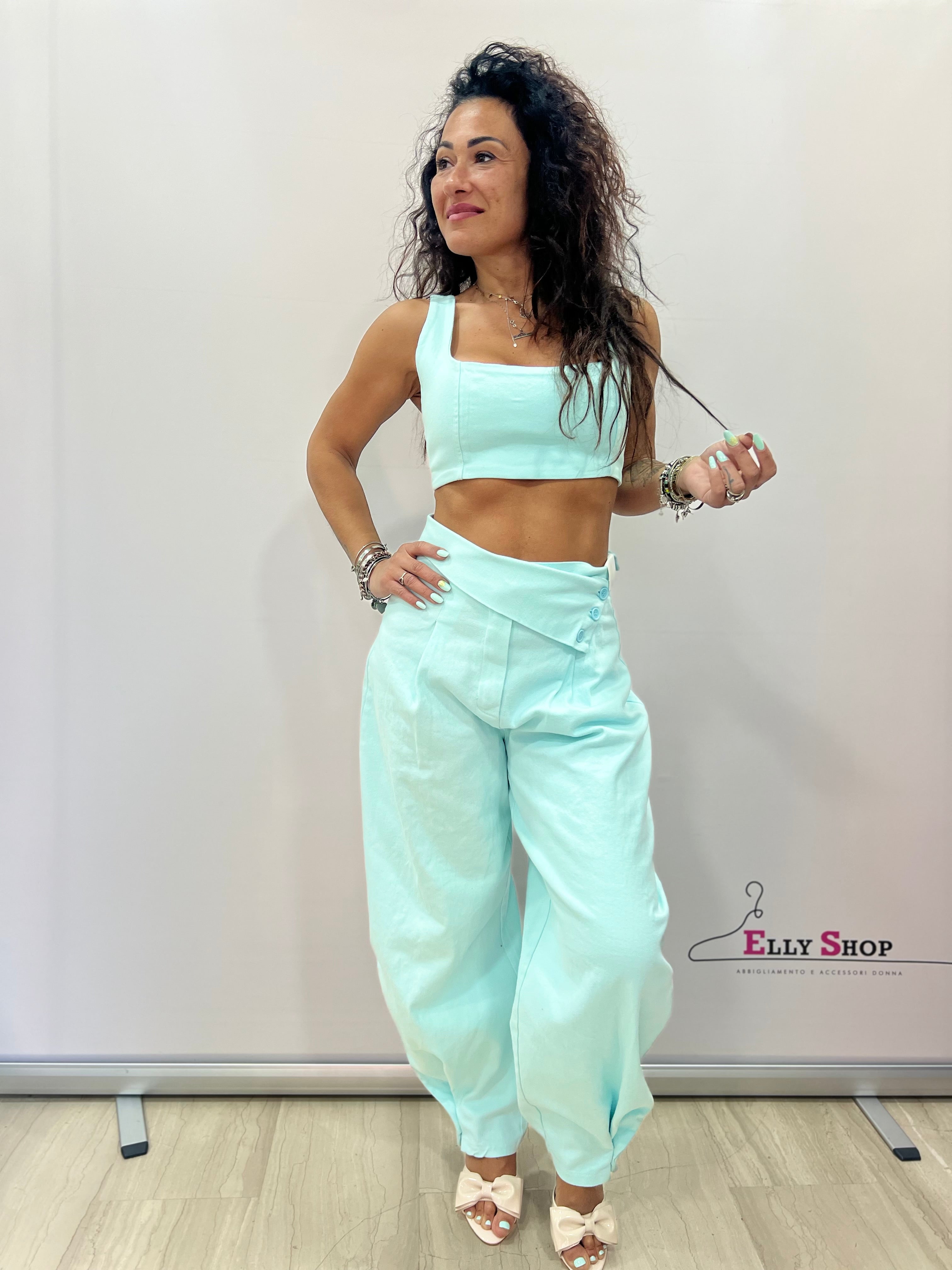 Completo donna crop top e pantalone estivo