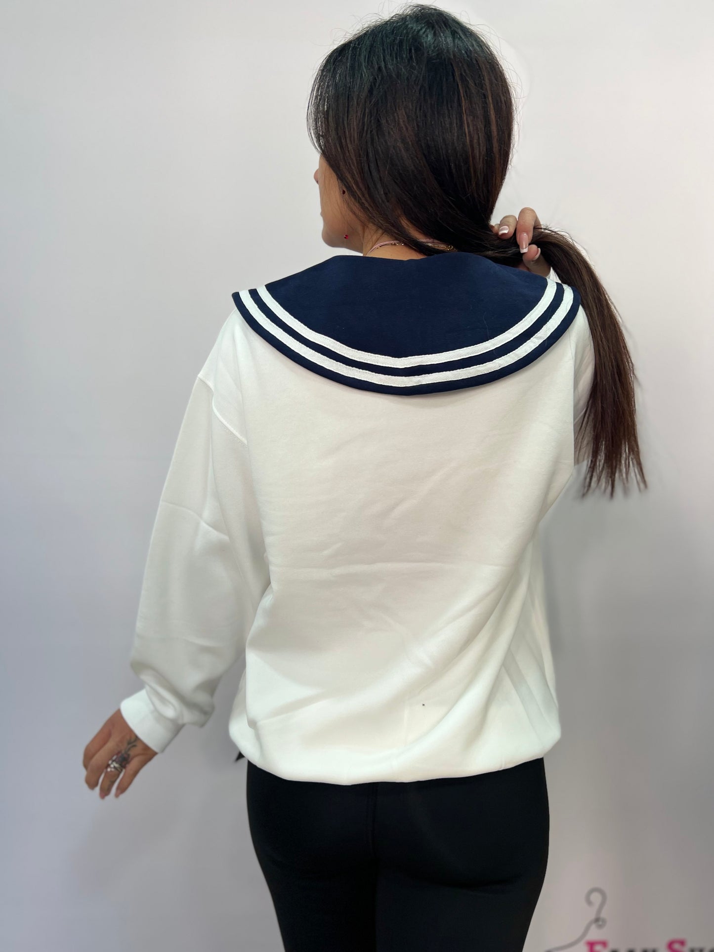 Felpa donna sailor con ricamo orsetto