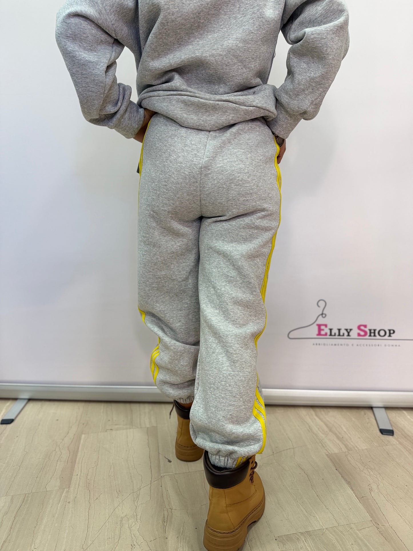 Pantalone tuta donna felpato con bande laterali