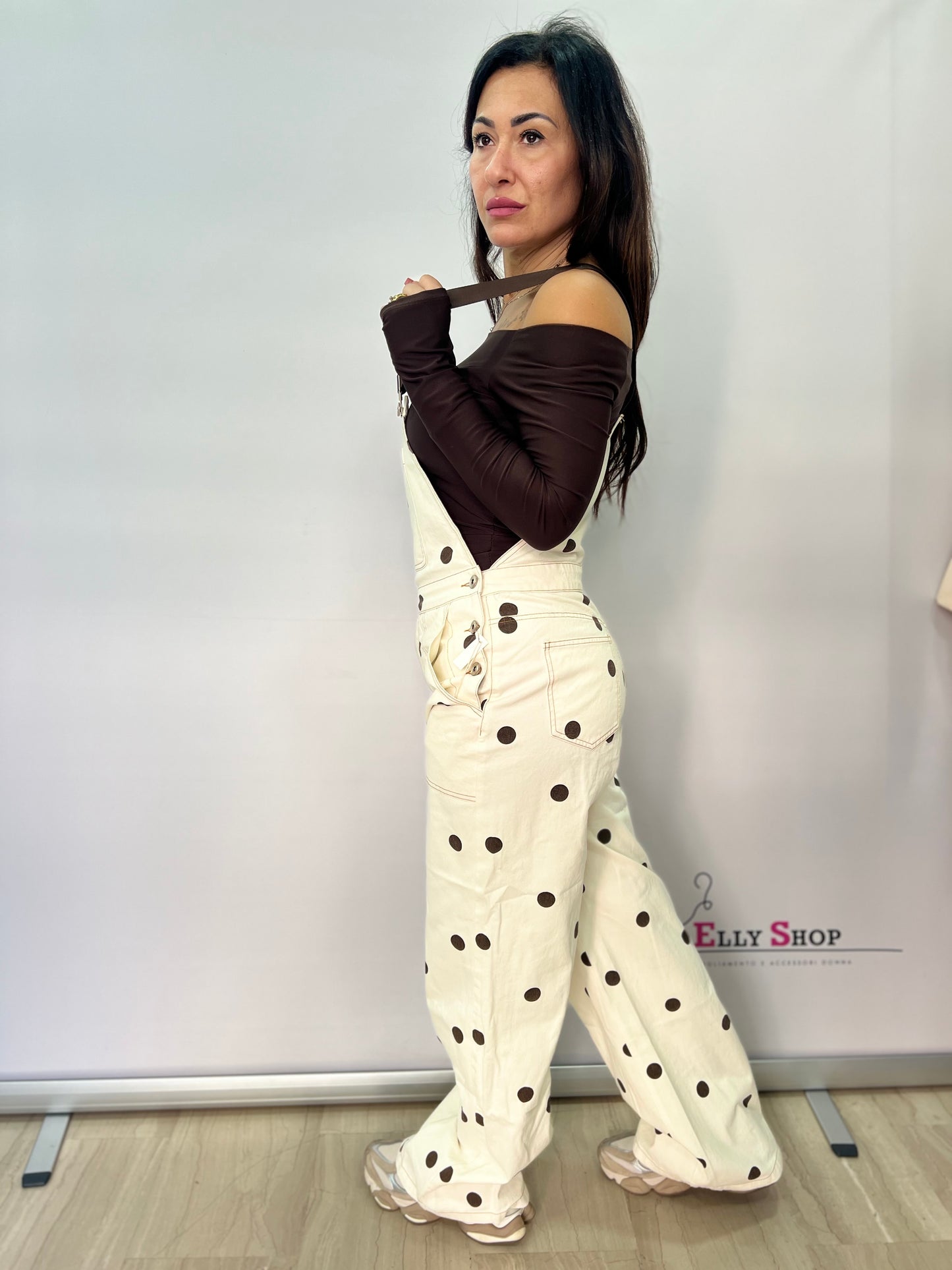 Salopette donna pois wide leg casual