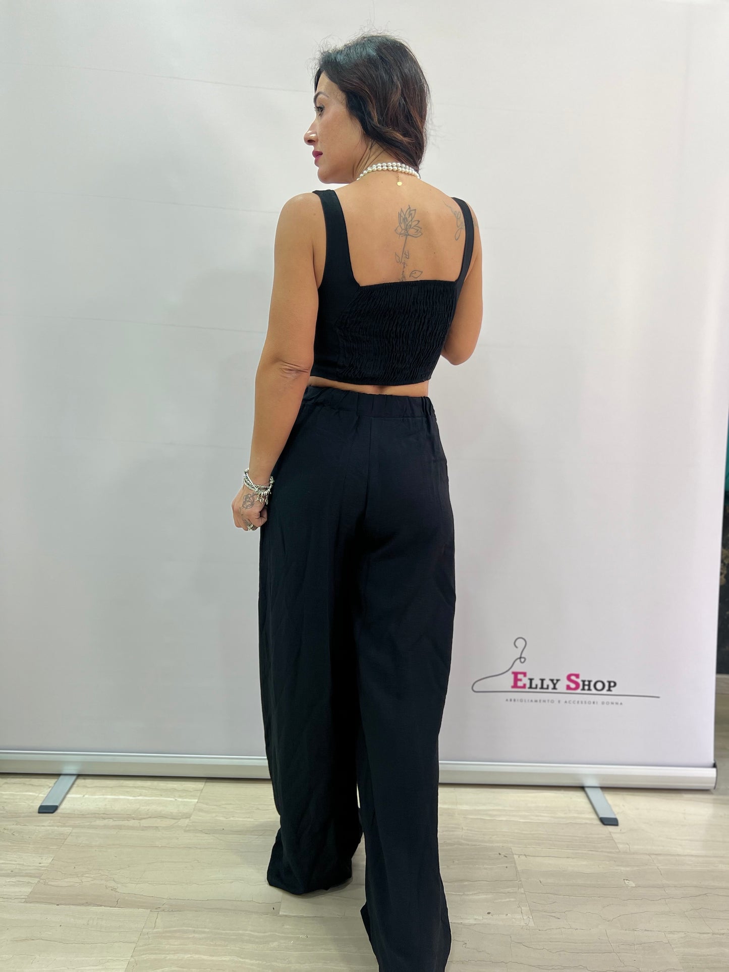 Completo Misto Lino Top e Pantalone Comodo a Zampa
